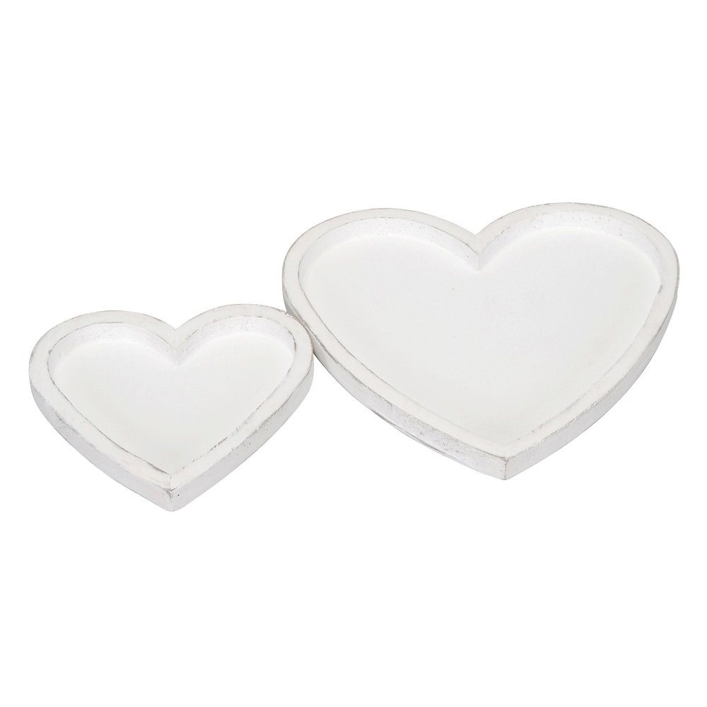Tablett 2tlg. Tablett VALENTINE weiß shabby chic Herz Deko