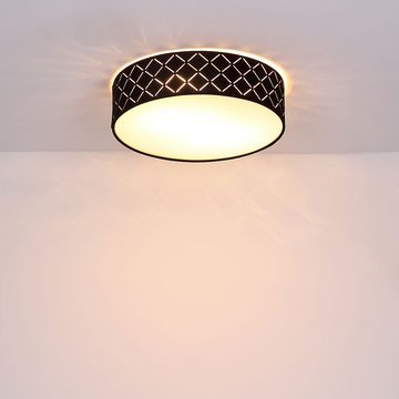 etc-shop LED Deckenleuchte, Leuchtmittel inklusive, Warmweiß, Decken Leuchte schwarz Textil Wohn Ess Zimmer Strahler Lampe gold im-