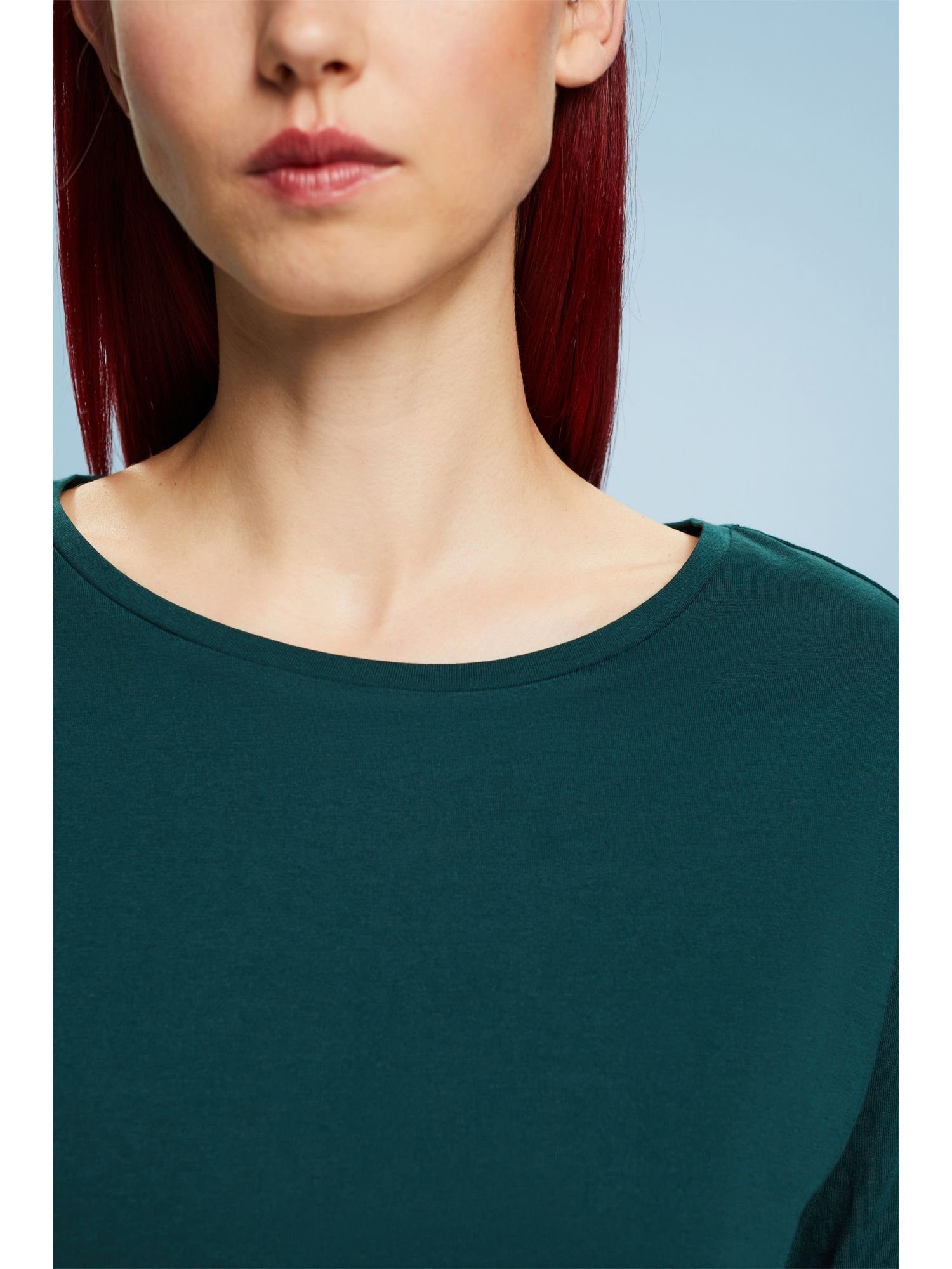 Rundhalsausschnitt EMERALD GREEN Langarmshirt (1-tlg) Oberteil mit Esprit