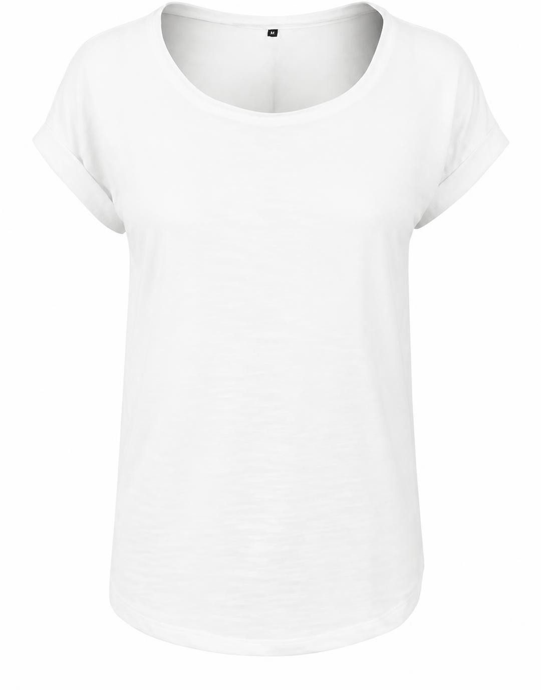Build Your Brand Rundhalsshirt Damen Long Slub Tee / Hinten extra lang geschnitten