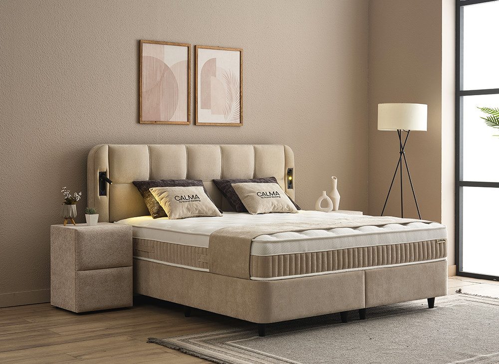 abc bedding Boxspringbett CALMA Luxus Stauraumbett - Boxbett mit Bettkasten, Funktionsbett mit Bettkasten