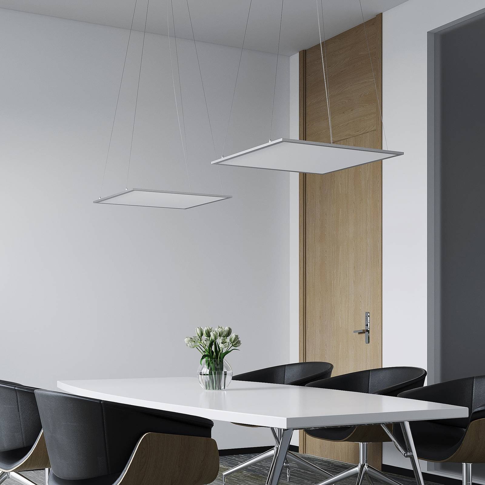 Lindby LED-Hängeleuchte Luram, dimmbar, Farbwechsel warmweiß Aluminium, 1 fest / tageslicht, LED-Leuchtmittel flammig, silber, inkl. verbaut, weiß, Modern, Kunststoff