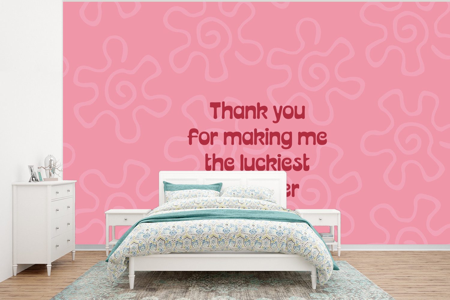 MuchoWow Fototapete Text - Rot - Muttertag, Matt, bedruckt, Vliestapete für Wohnzimmer Schlafzimmer Küche, Fototapete, 350x260 cm