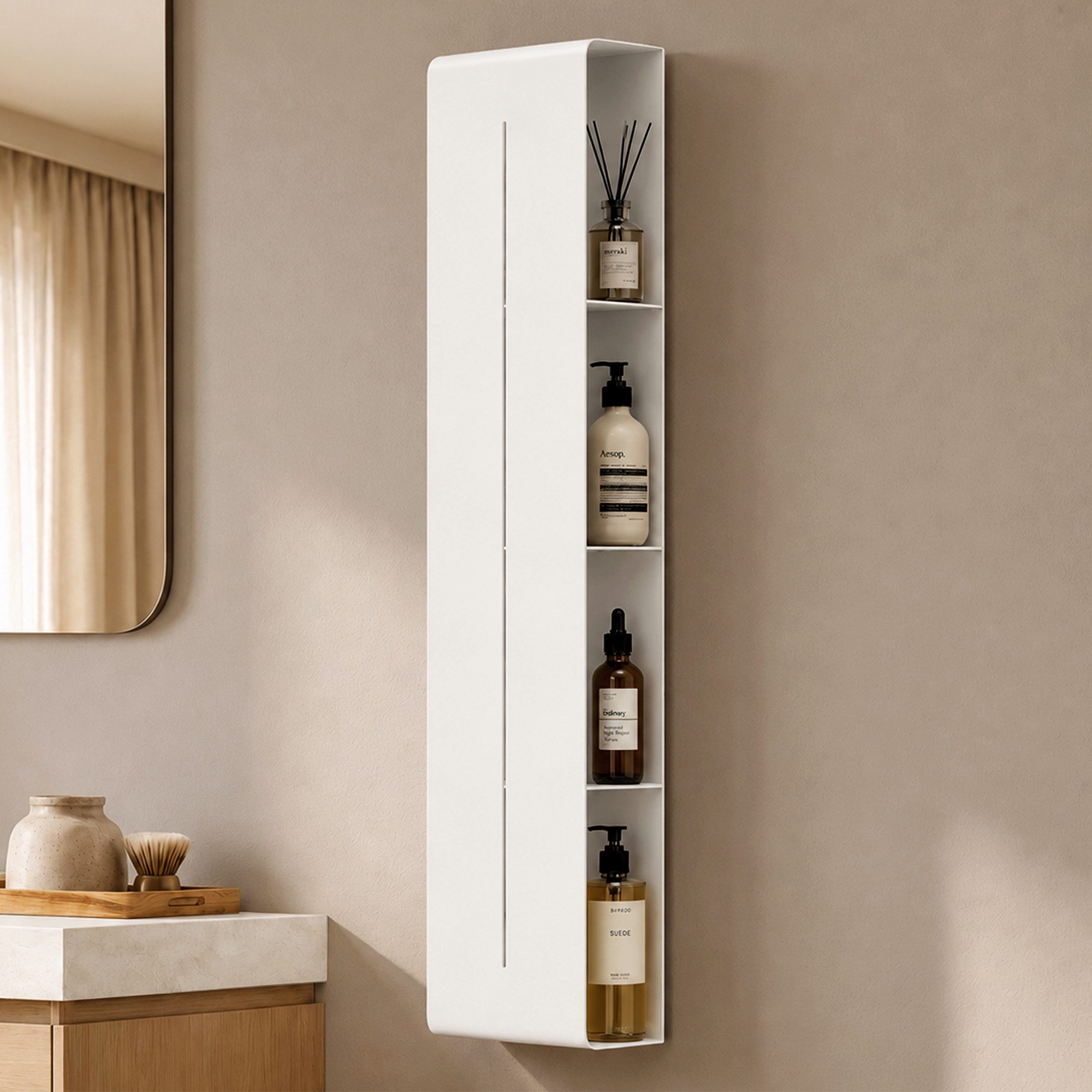 doporro Duschregal Wandregal Badezimmer Regal Schmal aus Metall mit 4 Etagen Reglo-16, Aus Kohlenstoffstahl, BTH: 90x20x9 cm