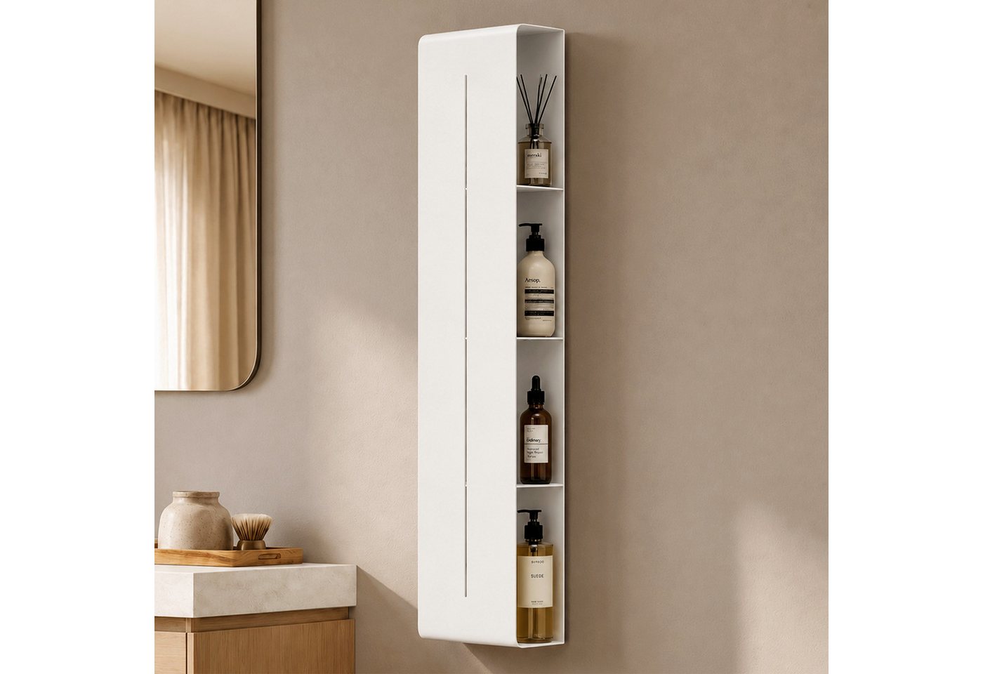 doporro Duschregal Wandregal Badezimmer Regal Schmal aus Metall mit 4 Etagen Reglo-16, Aus Kohlenstoffstahl, BTH: 90x20x9 cm