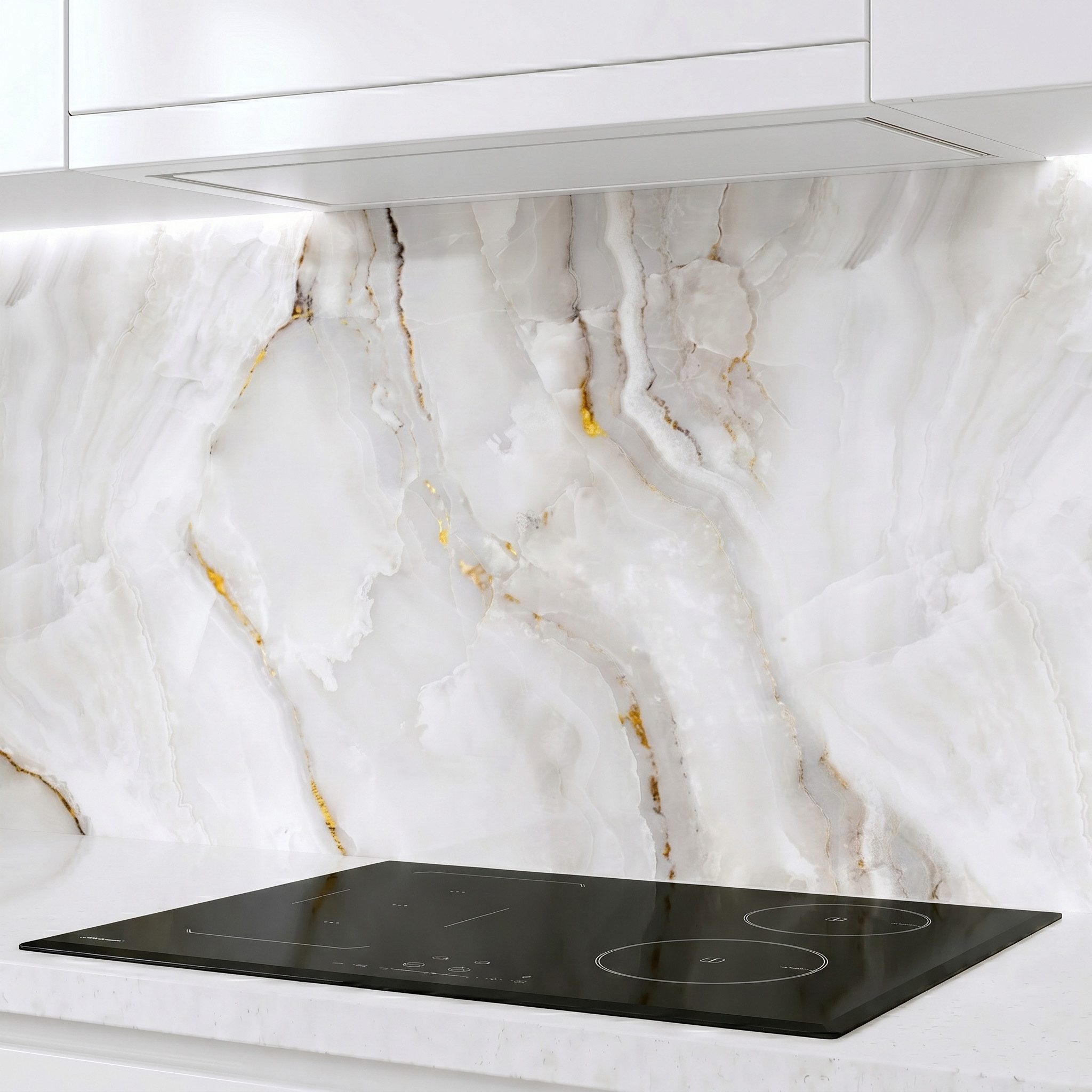 Rodnik Küchenrückwand Marmor Gold, monolithische ABS-Platte mit Direktdruck, formstabil und langlebig