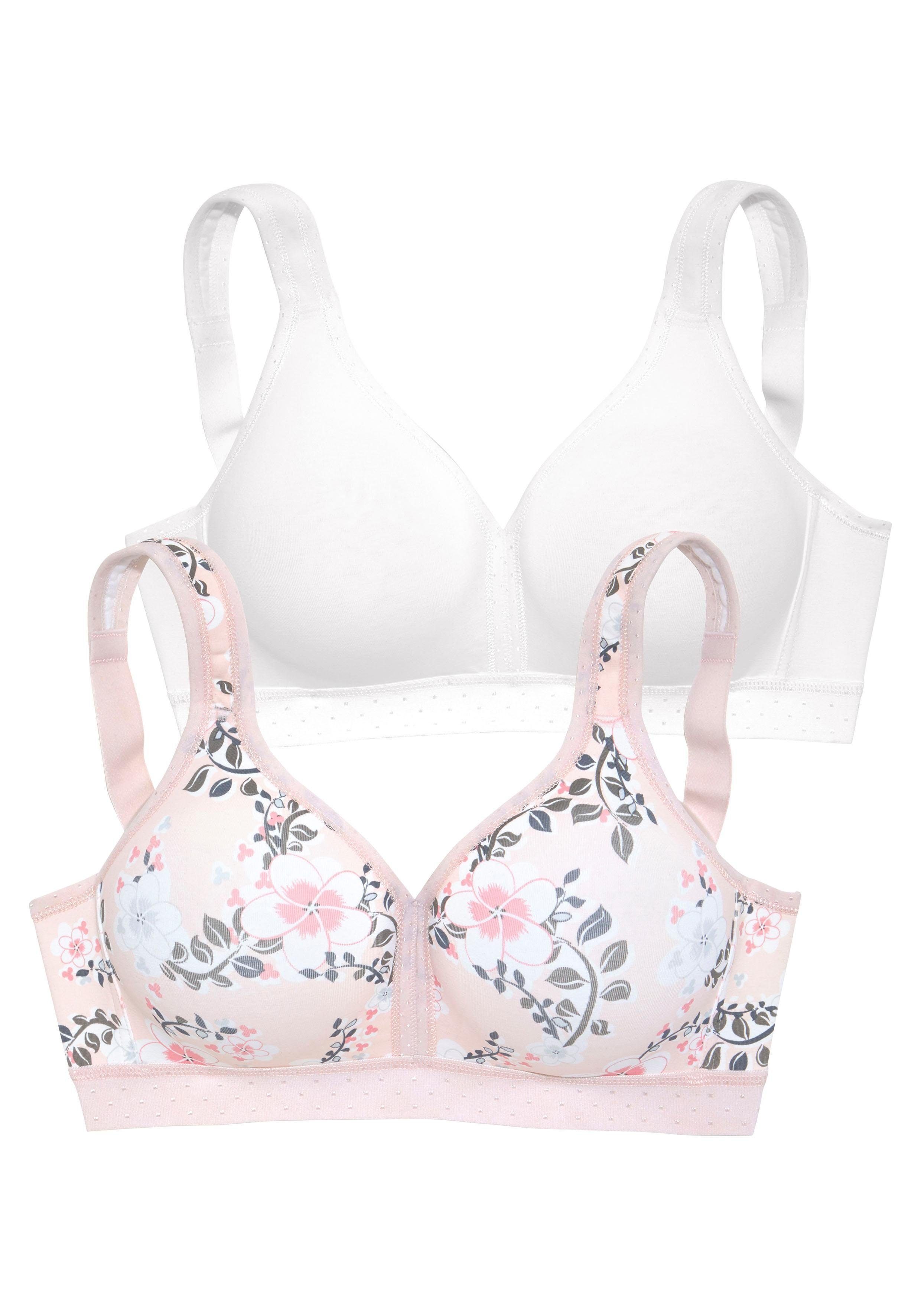 petite fleur by Lascana Entlastungs-BH, BH ohne Bügel, Baumwoll-BH, Soft-BH (Packung, 2 Stück) mit breiten Trägern, große Größen, bequemer BH – Bild 2 von 5