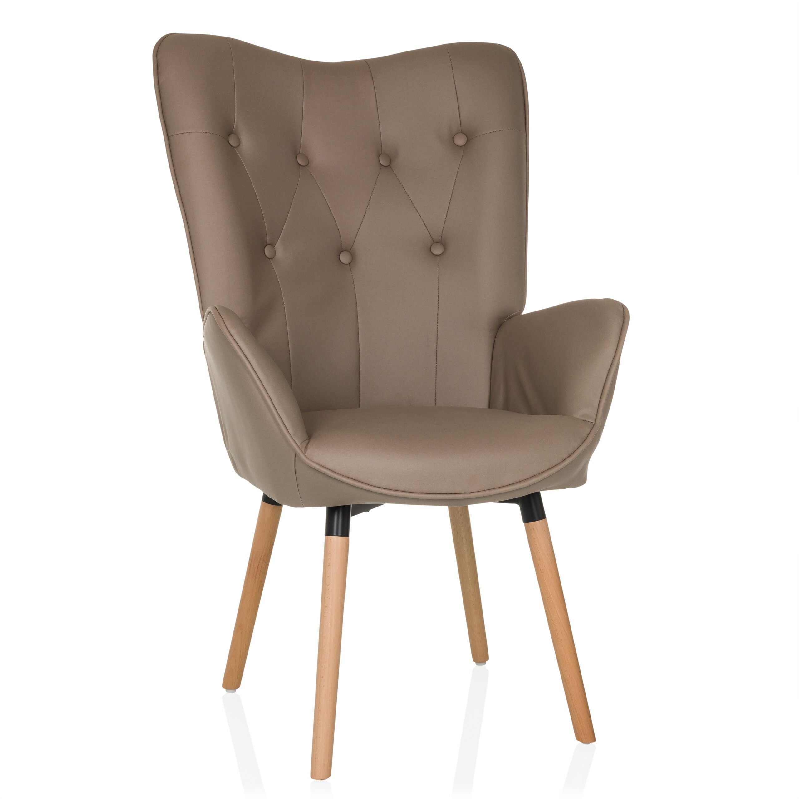 hjh LIVING Loungesessel HAVENIO I Relaxsessel Stoff 1 St., Bequemer Relaxsessel, Ohrensessel in Velouroptik, Holzbeine aus Buche