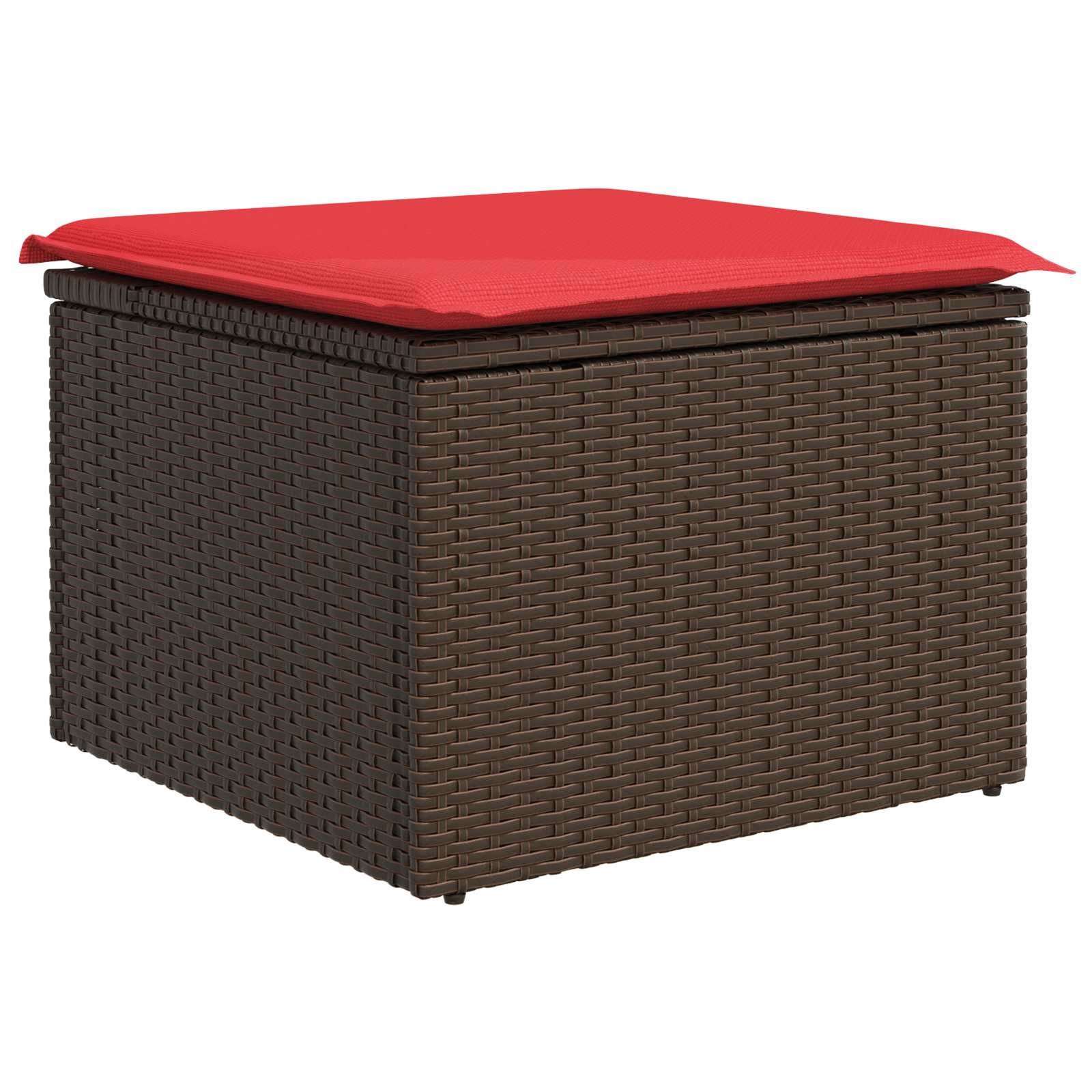 vidaXL Hocker Gartenhocker mit Kissen Braun 55x55x37 cm Poly Rattan (1 St)