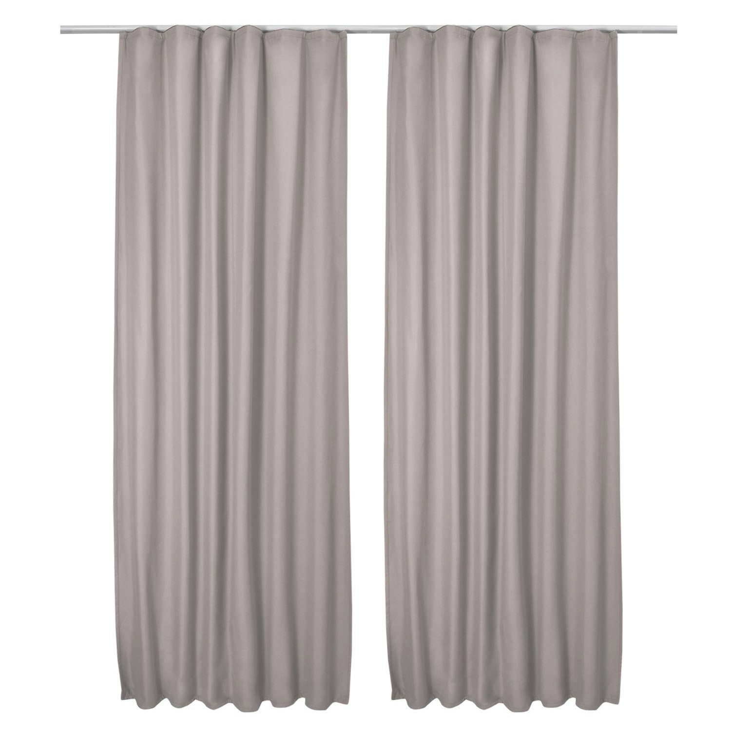 Beautissu Vorhang 2er Set Thermovorhang Gardine Grau Amelie TK, 140x245cm, Vorhang isolierend Kälte- & Hitzeschutz Universalband Verdunkelnd