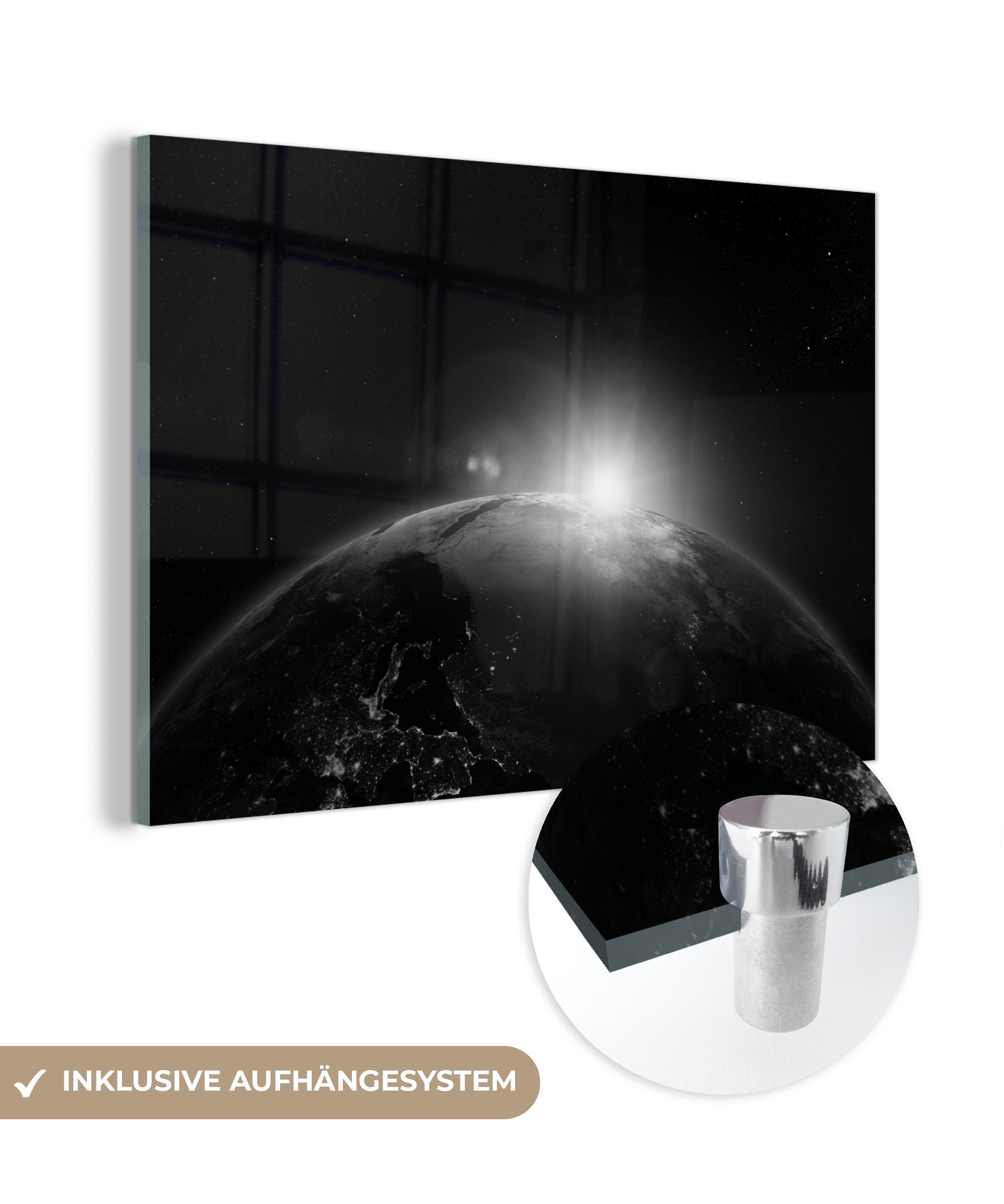 Wohnzimmer - - Erde Schlafzimmer Acrylglasbilder Planeten Acrylglasbild Sonne, St), MuchoWow & (1