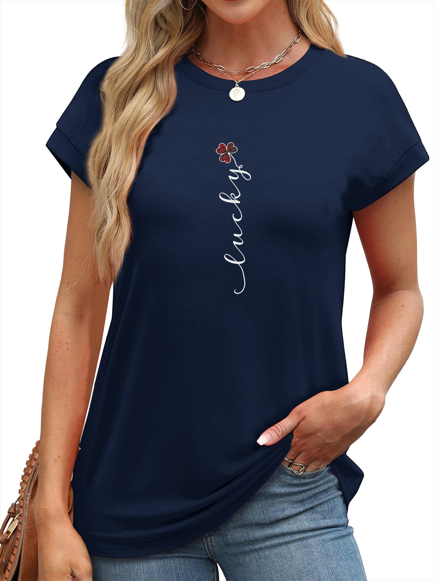 PYLIKE Kurzarmbluse Damen bequemes Sommer Casual Print-Shirt Kurzarm Lockere Carmenshirt Modische Outfits Business Strand Urlaub Blusen Kleidung