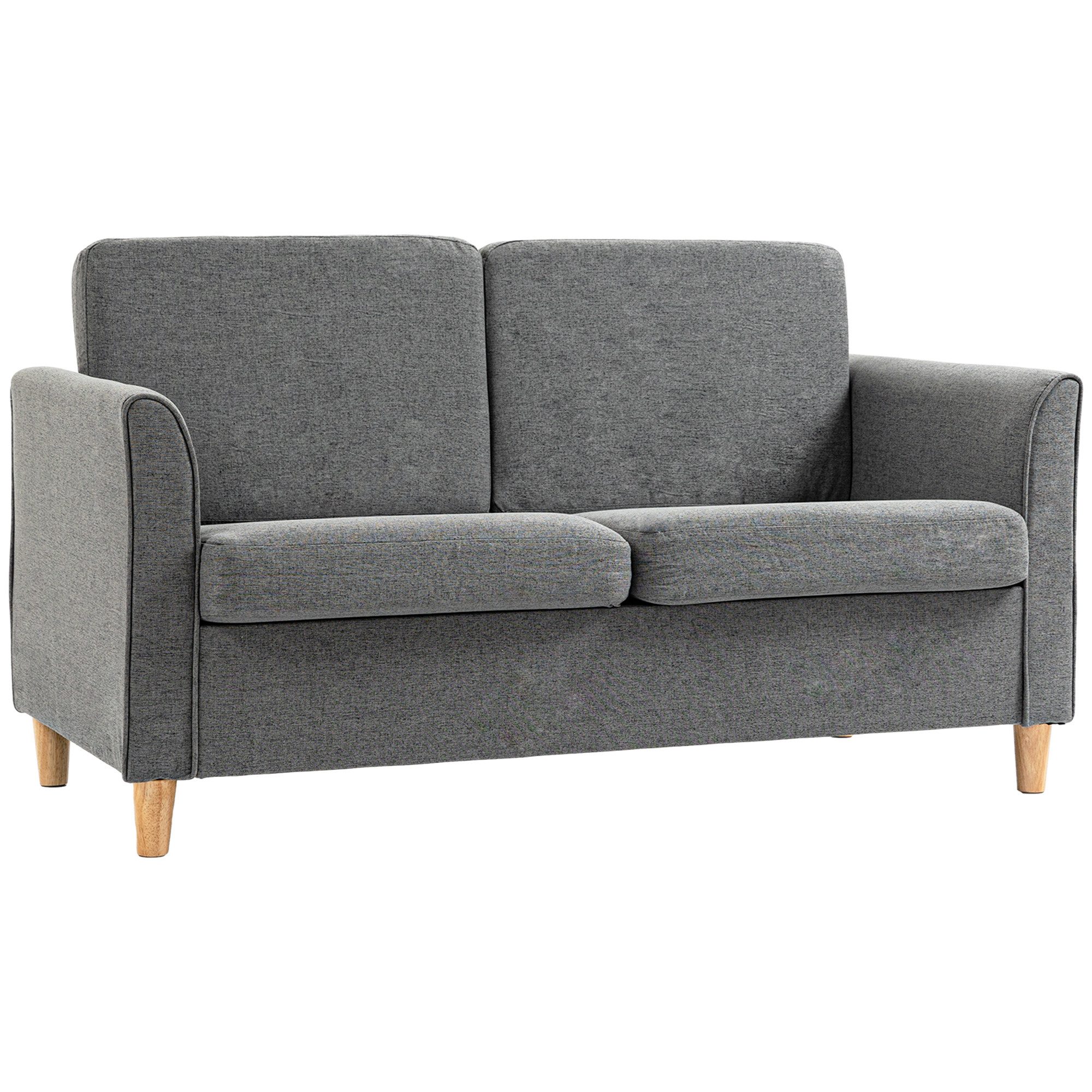 HOMCOM 2-Sitzer Sofa, Couch mit Holzbeine, Gepolsterter Polstersofa 1 Teile günstig online kaufen