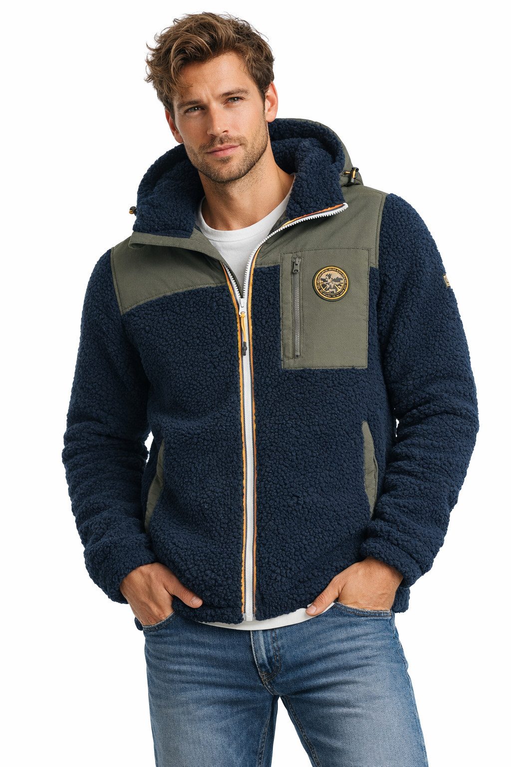 Geographical Norway Fleecejacke Herren Übergangs Jacke Herren Teddyfleece Outdoor funktional, weich