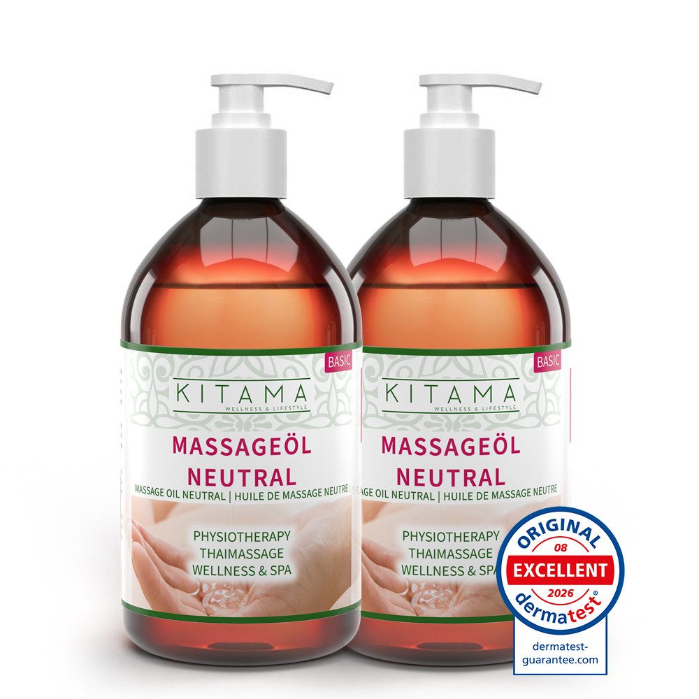 Kitama Massageöl Neutral Physiotherapie Thai-Massage Spa Wellness 1-Liter, Ohne Duft