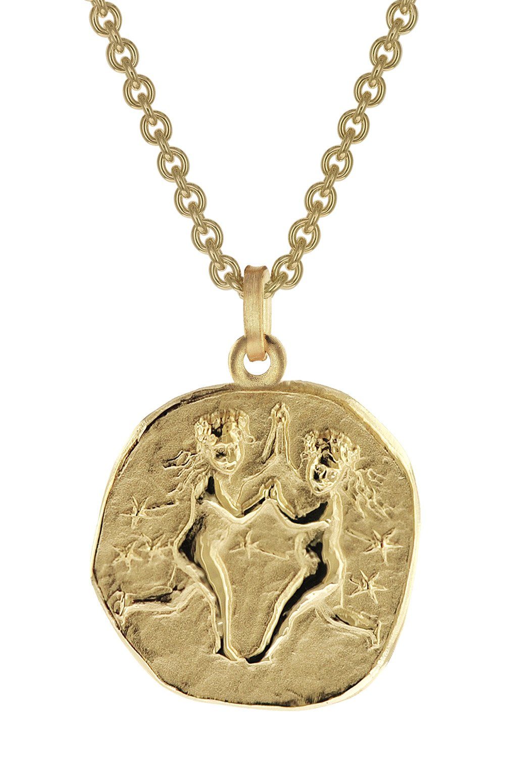 trendor Kette mit Anhänger Zwilling Sternzeichen Ø 20 mm Gold auf Silber