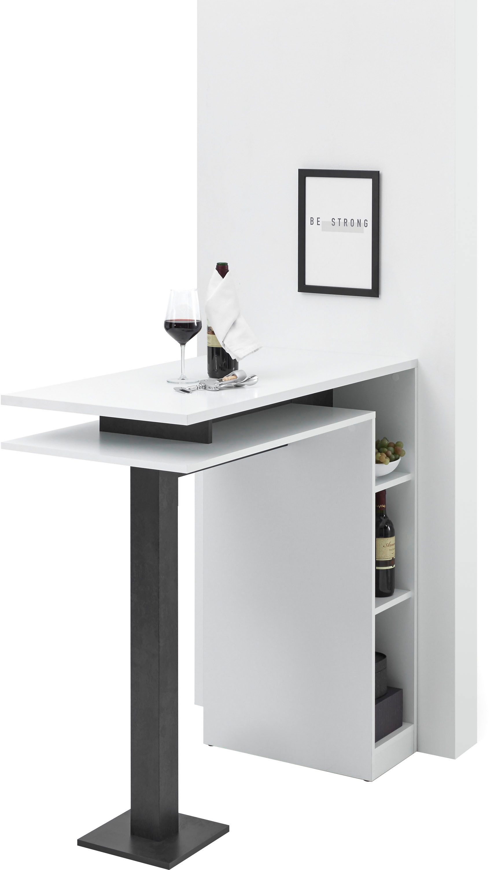 Stolkom Sp.z.o.o. Bartisch Bay, weiß, Tisch mit Ablagefächer günstig online kaufen