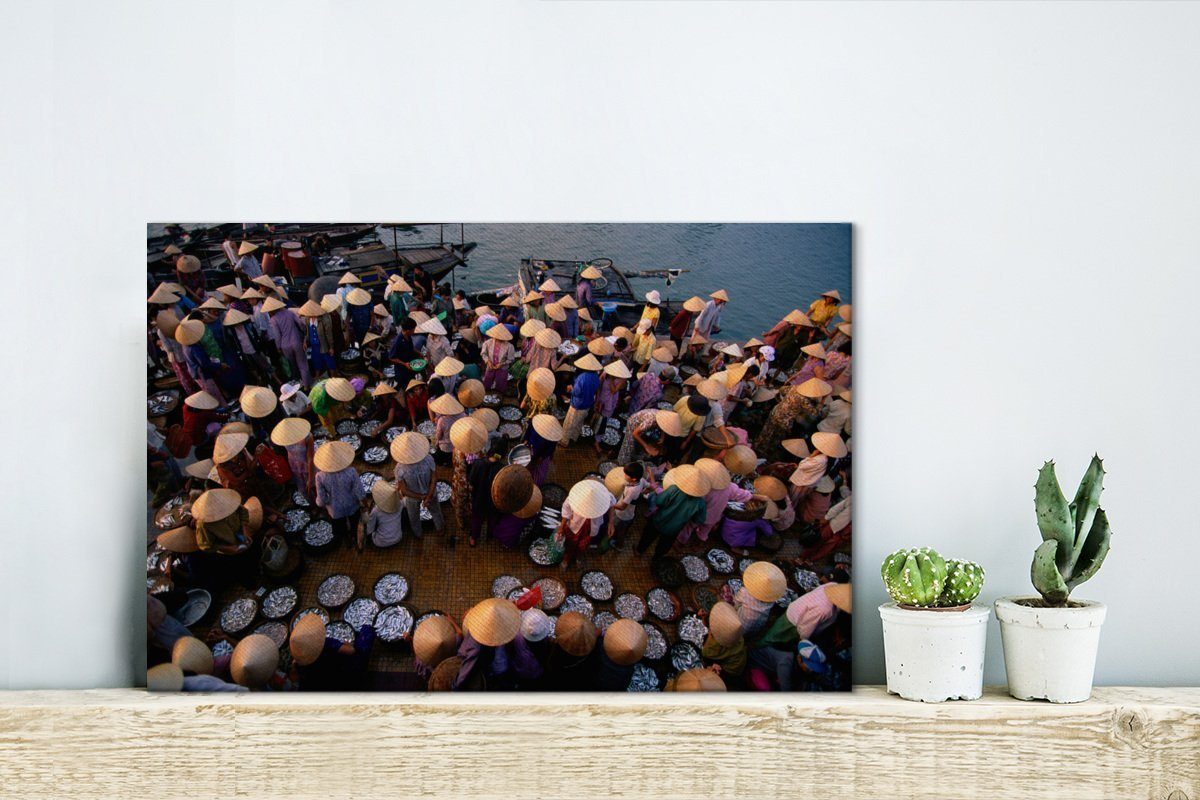 Hoi OneMillionCanvasses® (1 cm Wanddeko, Vietnam, in Leinwandbilder, Aufhängefertig, 30x20 in An Leinwandbild Fischmarkt Wandbild St),