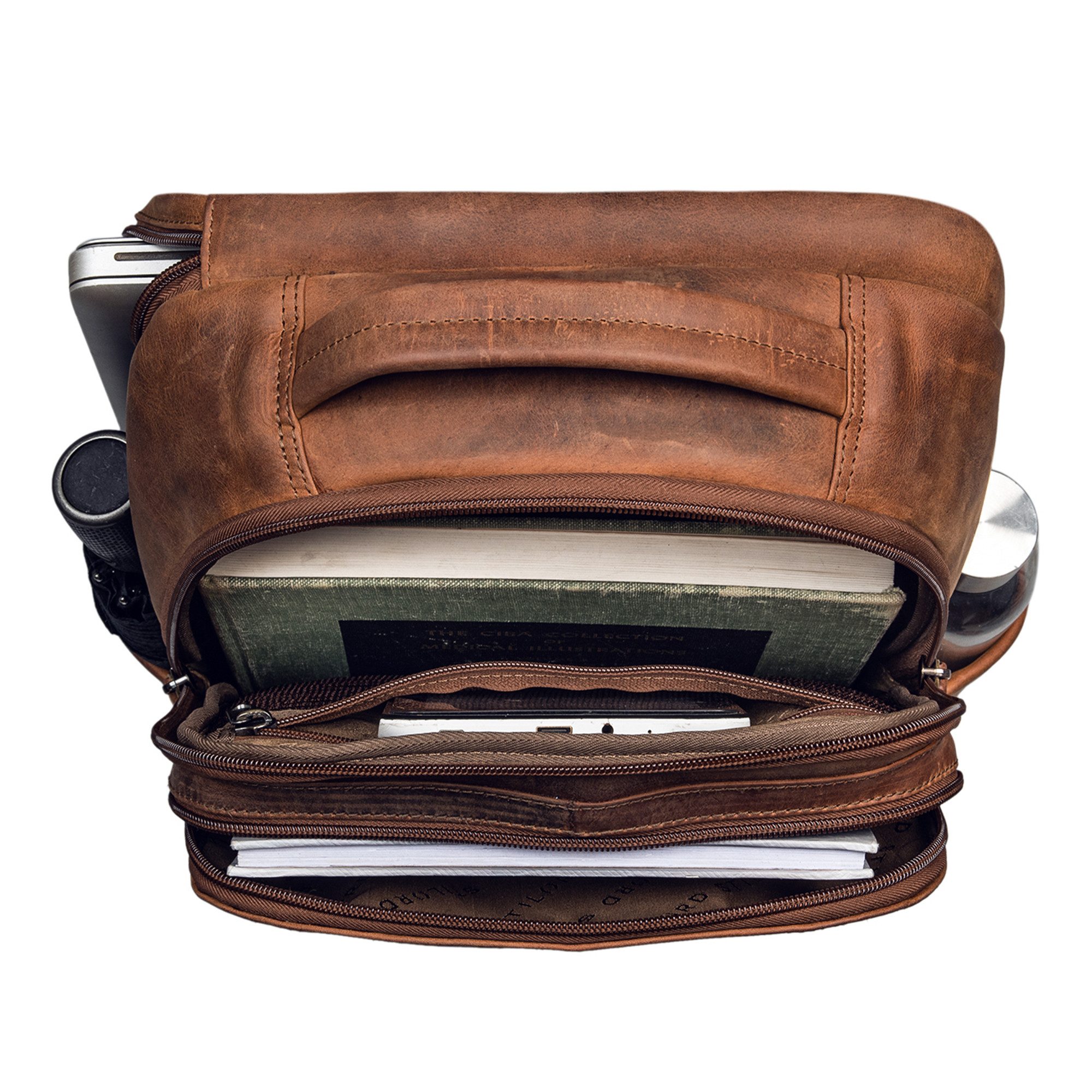 STILORD Notebookrucksack "Thore" Luxuriöser Leder Rucksack mit Laptopfach 17 Zoll