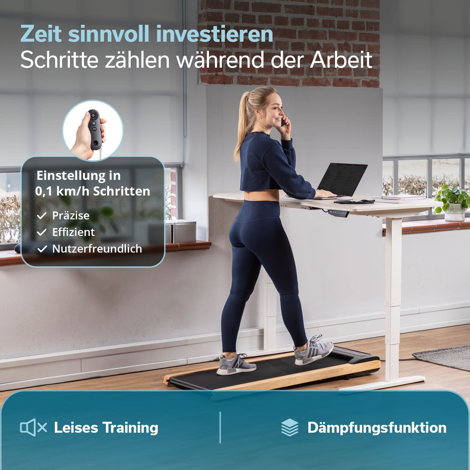 Skandika Laufband für Zuhause, Walking Pad Nordik, 6 km/h, LED-Display, Fernbedienung (LED-Bildschirm, Max. Benutzergewicht 120 kg, Transportrollen), 23 Programme, App kompatibel, bis 135 kg, 16 Widerstandsstufen