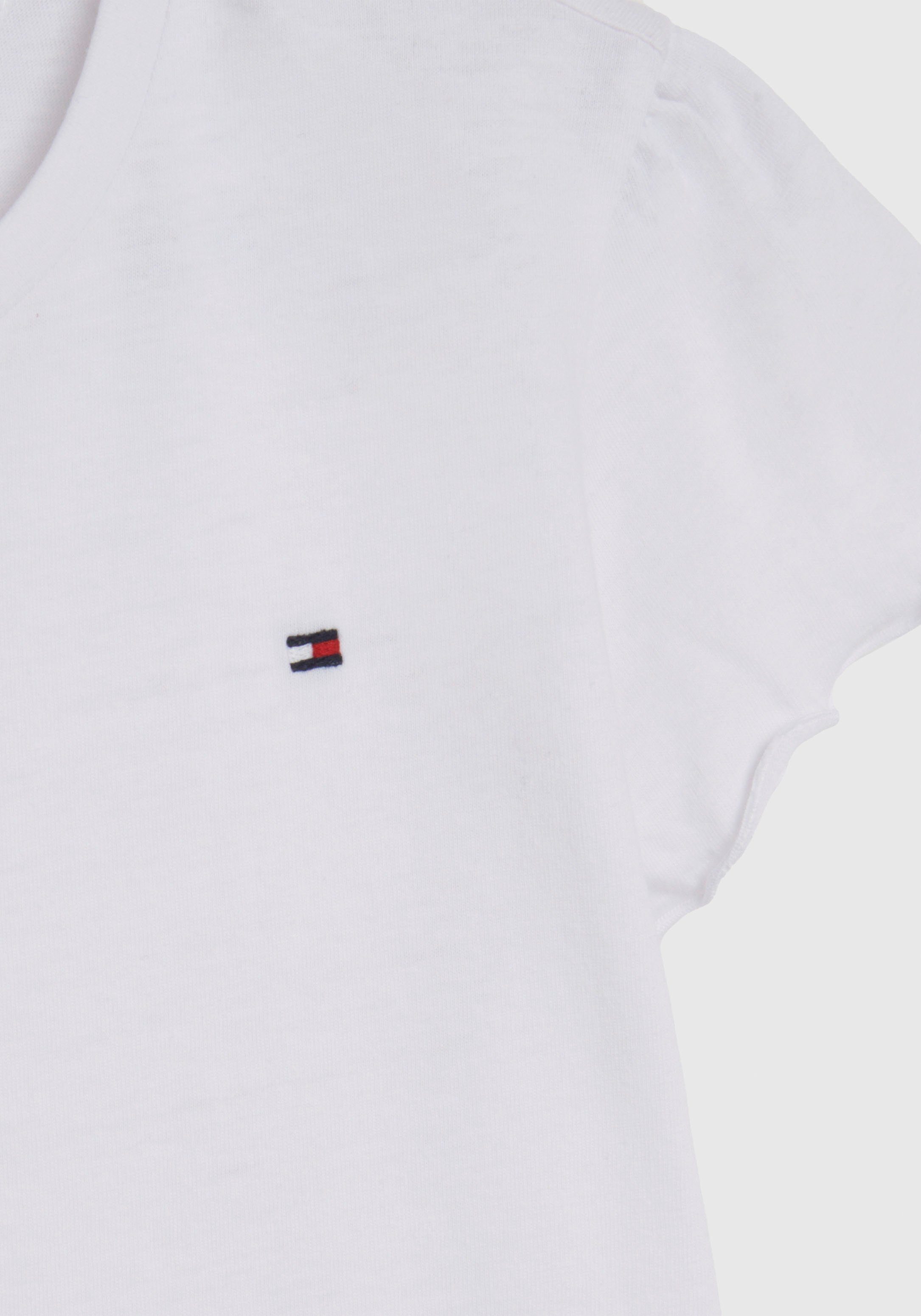 Tommy Hilfiger T-Shirt ESSENTIAL RUFFLE SLEEVE TOP S/S mit Bogenkante, Logostickerei