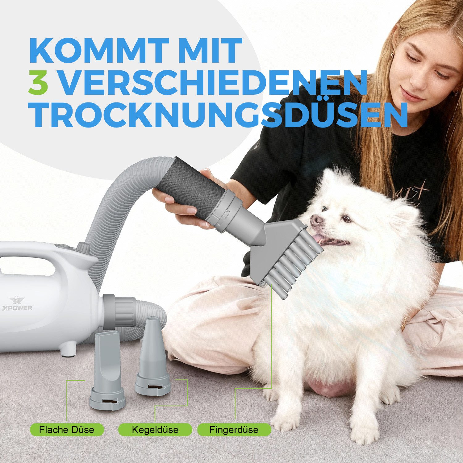 XPOWER Hundeschermaschine B-117 Haushalts Haustier Trimmer Anti-Sheddin Haustier Staubsauger Set, Professionelles Haustier-Grooming-Set, All-in-One-Tierpflege-Set,Verstellbare Drehzahl, 2-Gang-Heizmodus