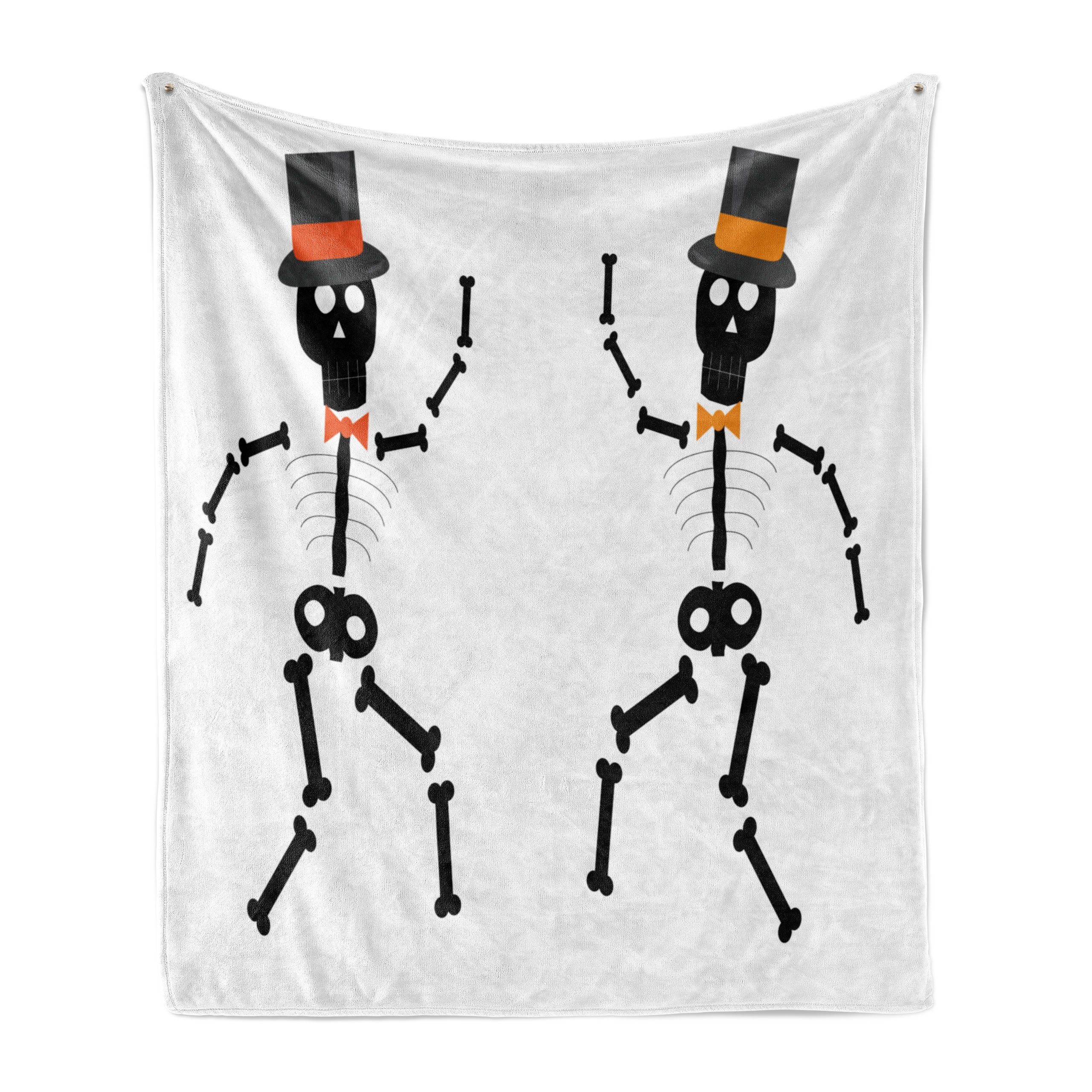 Wohndecke Gemütlicher Plüsch für den Innen- und Außenbereich, Abakuhaus, Orange und Schwarz Halloween-Spaß-Hut