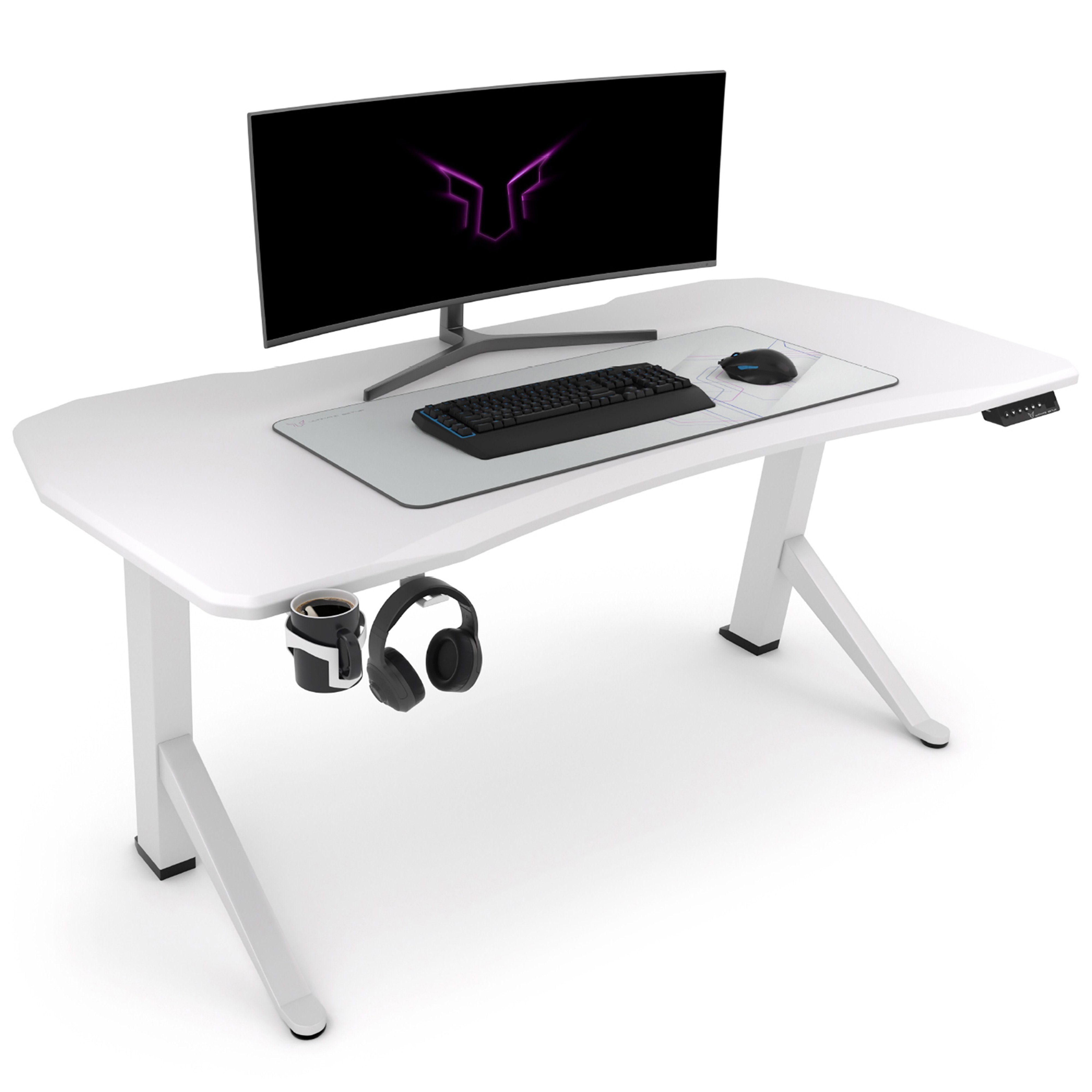 Ultimate Setup Gamingtisch Gaming Schreibtisch Gaming Tisch höhenverstellbar elektrisch Clean-White