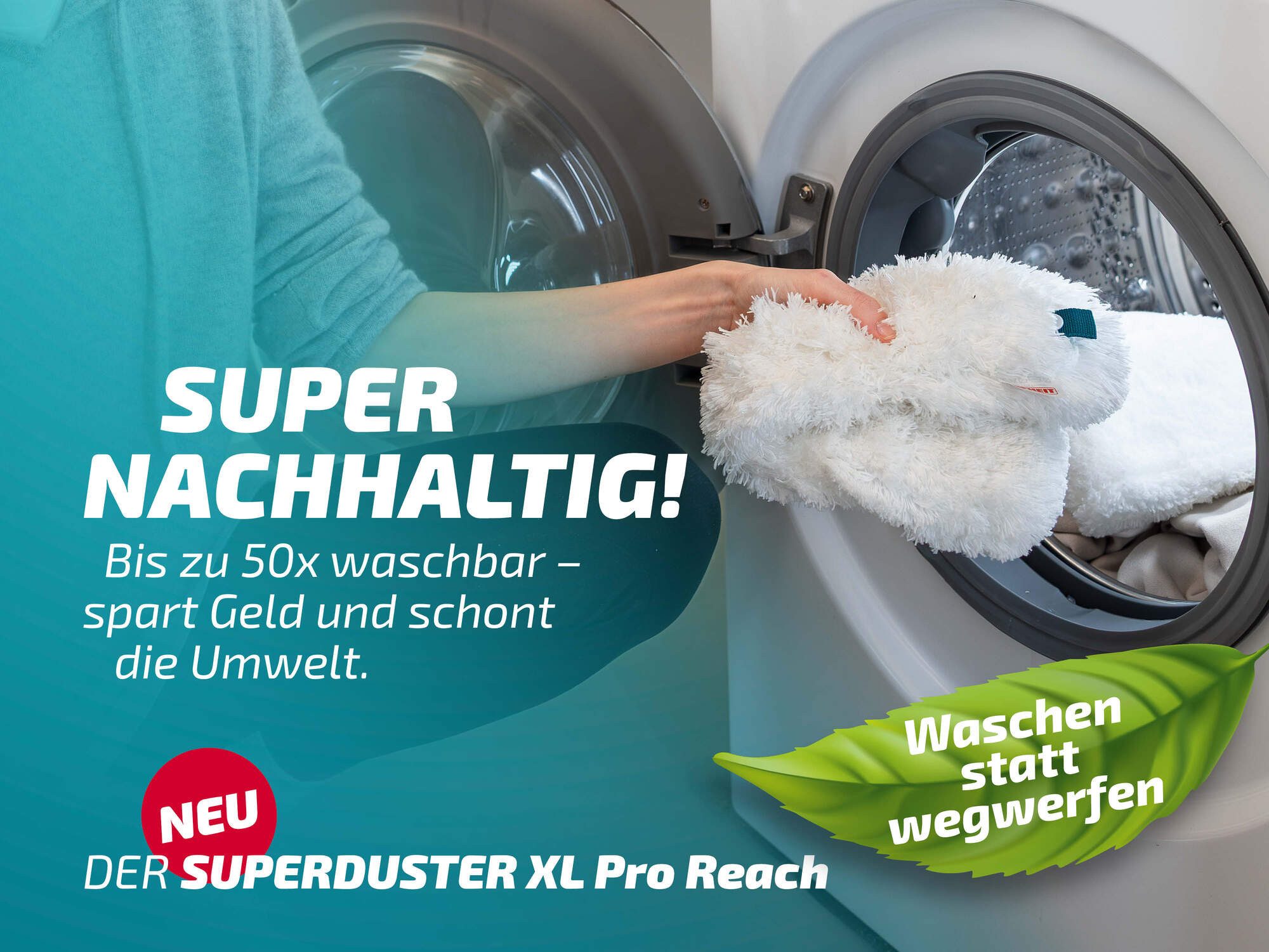 Leifheit Staubwischer Set SUPERDUSTER XL Pro Reach (4-St), langlebig, Click-System, ideal für Reinigung höherer Stellen – Bild 4 von 5
