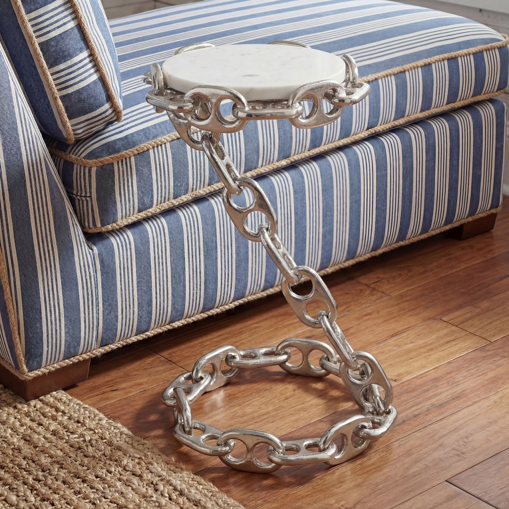 FINEBUY Beistelltisch SuVa77703 Sofatisch Marmor Wohnzimmertisch 31cm rund Tisch Handmade (Schicker Ablagetisch mit originellem Gestell), Robuste Steinplatte als sichere Ablagefläche