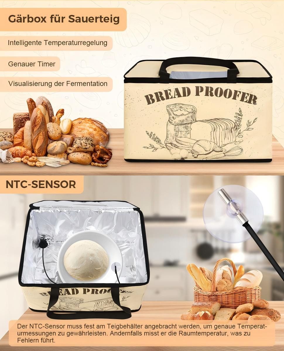 Brot Gärbox Mit Temperatur- Und Timersteuerung – Faltbar, Für Sauerteig & Joghurt, 30 Liter