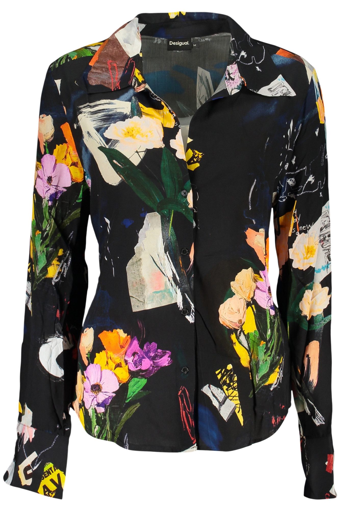 Desigual Blusenshirt Stylisches Damen Langarmshirt Schwarz mit Muster