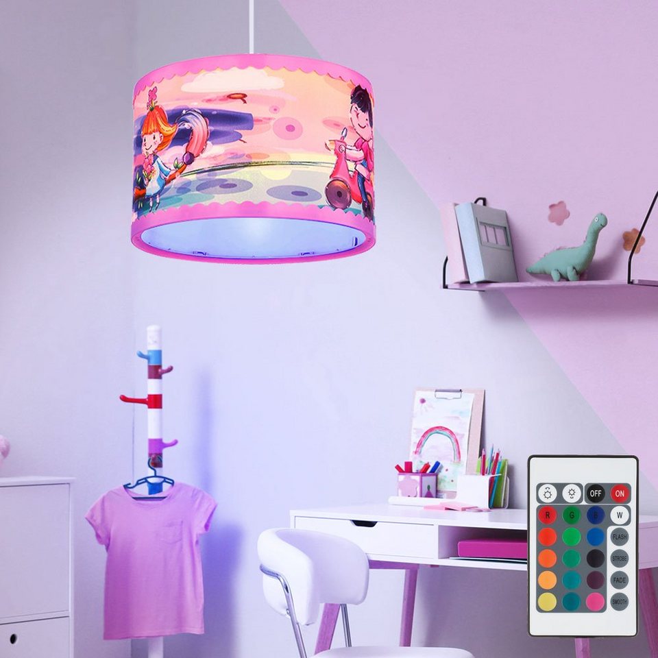 etc-shop LED Pendelleuchte, Leuchtmittel inklusive, Warmweiß, Farbwechsel,  Pendel Decken Lampe Spiel Zimmer Jungen Hänge Leuchte DIMMBAR im Set