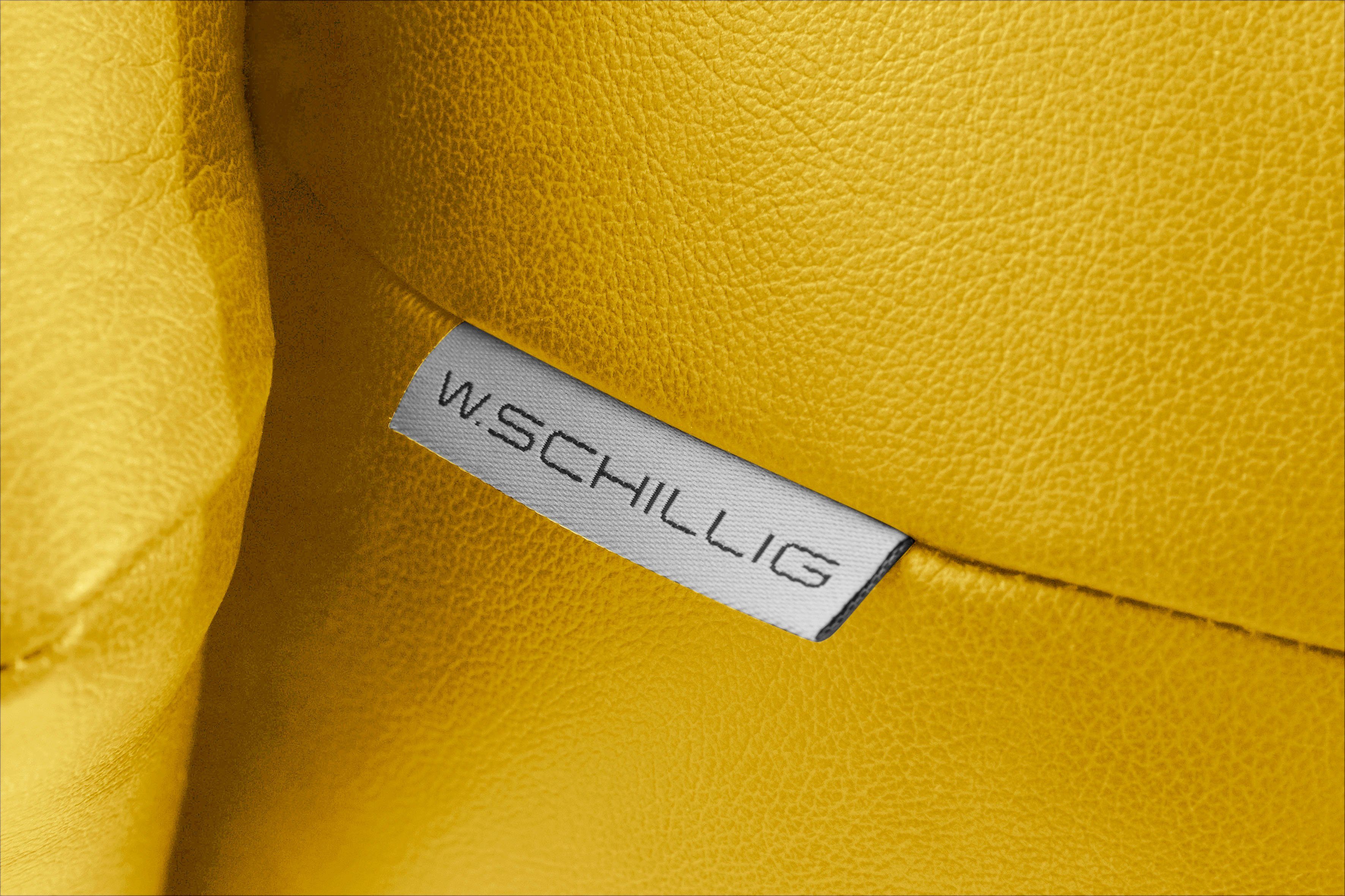 Chrom Kopfstützenverstellung, W.SCHILLIG in 2,5-Sitzer glänzend, cm sherry, Breite 234 Winkelfüße
