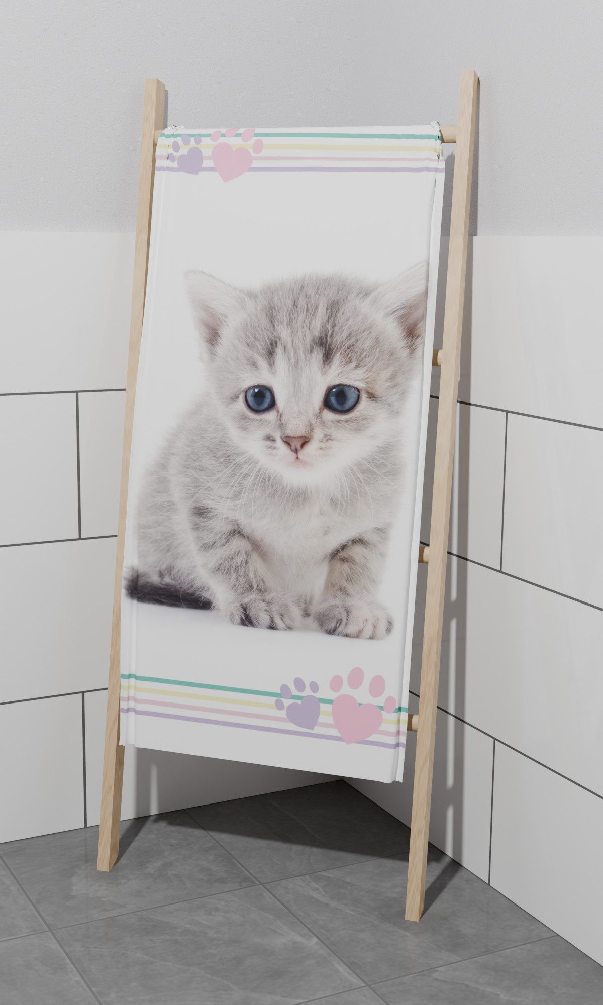Aptex Handtücher Duschtuch Badetuch Handtuch Strandtuch mit Katze 70 x 140cm Baumwolle, (1 Duschtuch, 1-St), Langlebig – Bild 3 von 5