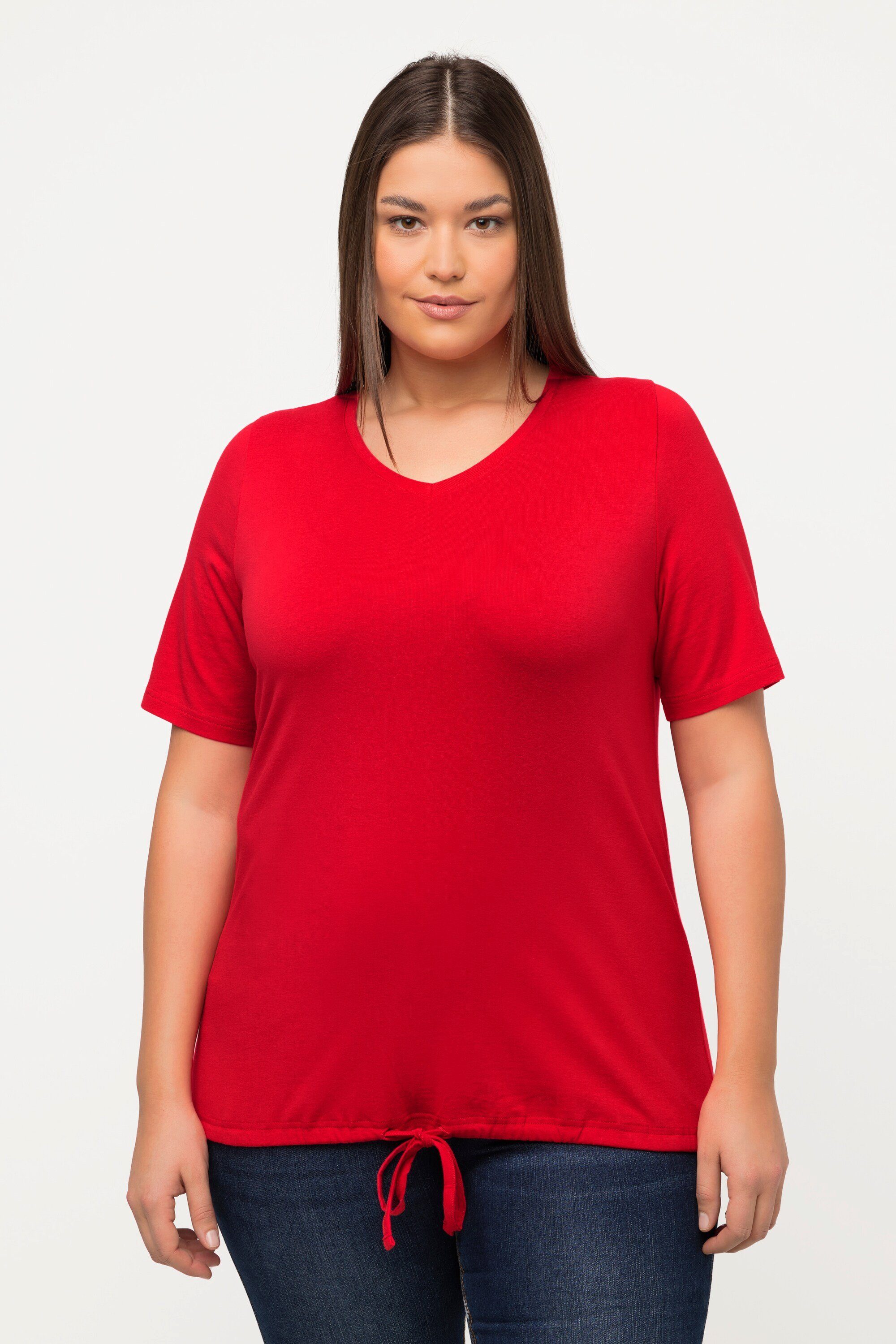 Ulla Popken T-Shirt T-Shirt Saumband V-Ausschnitt günstig online kaufen
