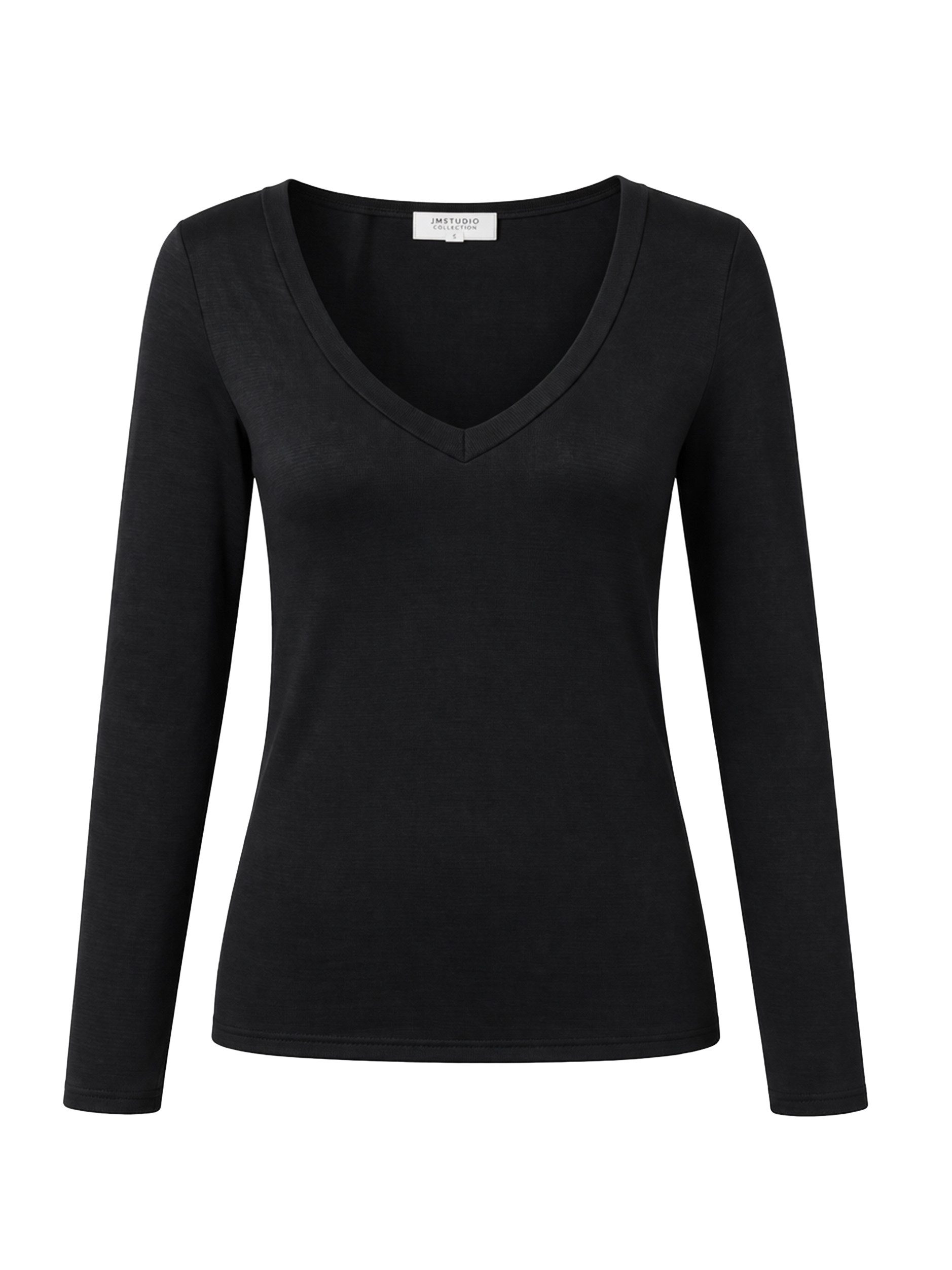 SASSYCLASSY Langarmshirt Langarmshirt mit V-Ausschnitt für Damen Anliegendes Shirt mit extra langen Ärmeln aus Viskose Burgundy – Bild 2 von 5
