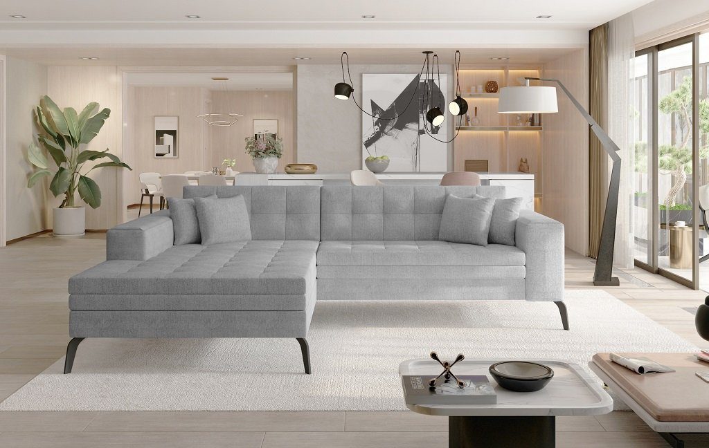 Couch Wohnlandschaft Europe Design Form Sofa, in Ecksofa L Ecksofa grau Textil JVmoebel Polster Made