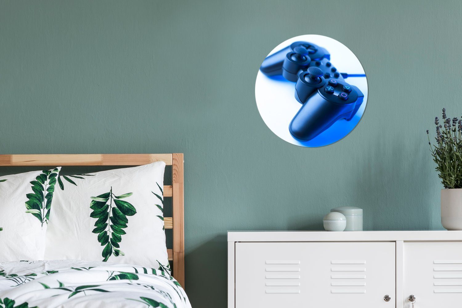 MuchoWow Wandsticker Gaming-Controller - Blau (1 St), Wandtattoo Selbstklebend, Wohnzimmer Deko Aufkleber, 30x30 cm