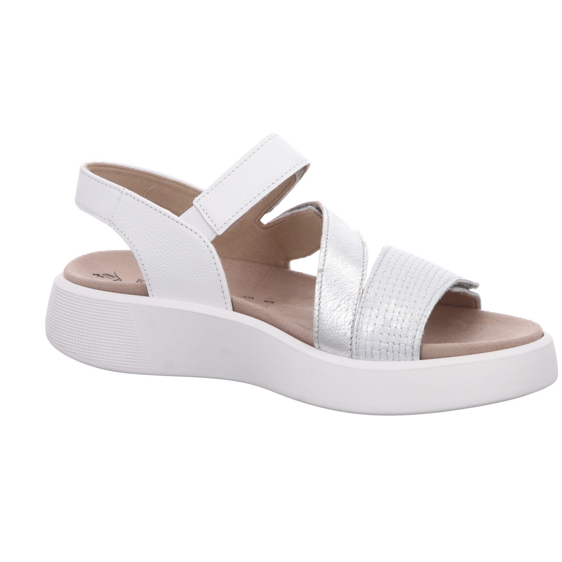 Gabor Damen Sandalen Florenz Plateau Sandale Lederkombination Sandalen silber/weiss