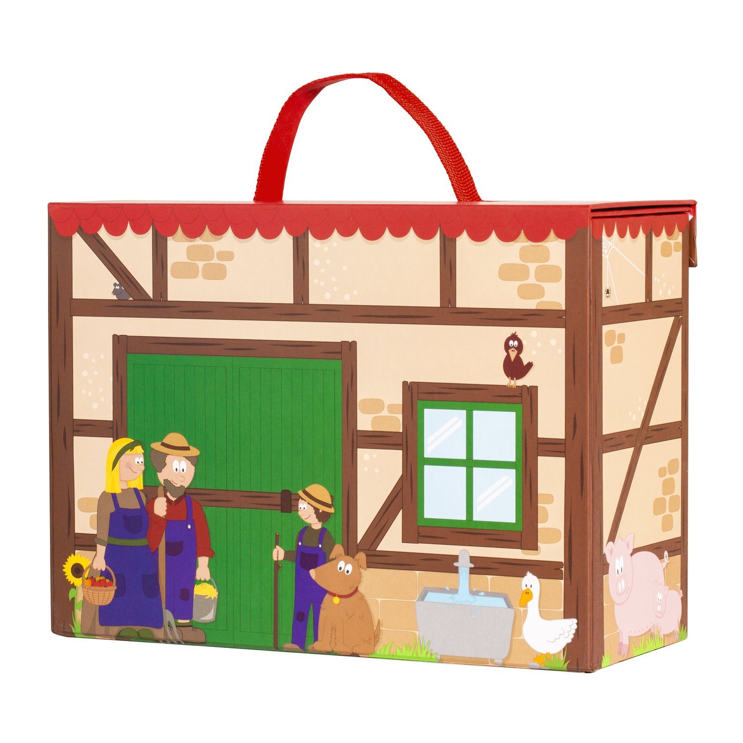 yoamo Spielwelt Bauernhof für Kinder mit 24 Holzfiguren, Spielkoffer, (26-tlg), 26-teilig (1 Set)