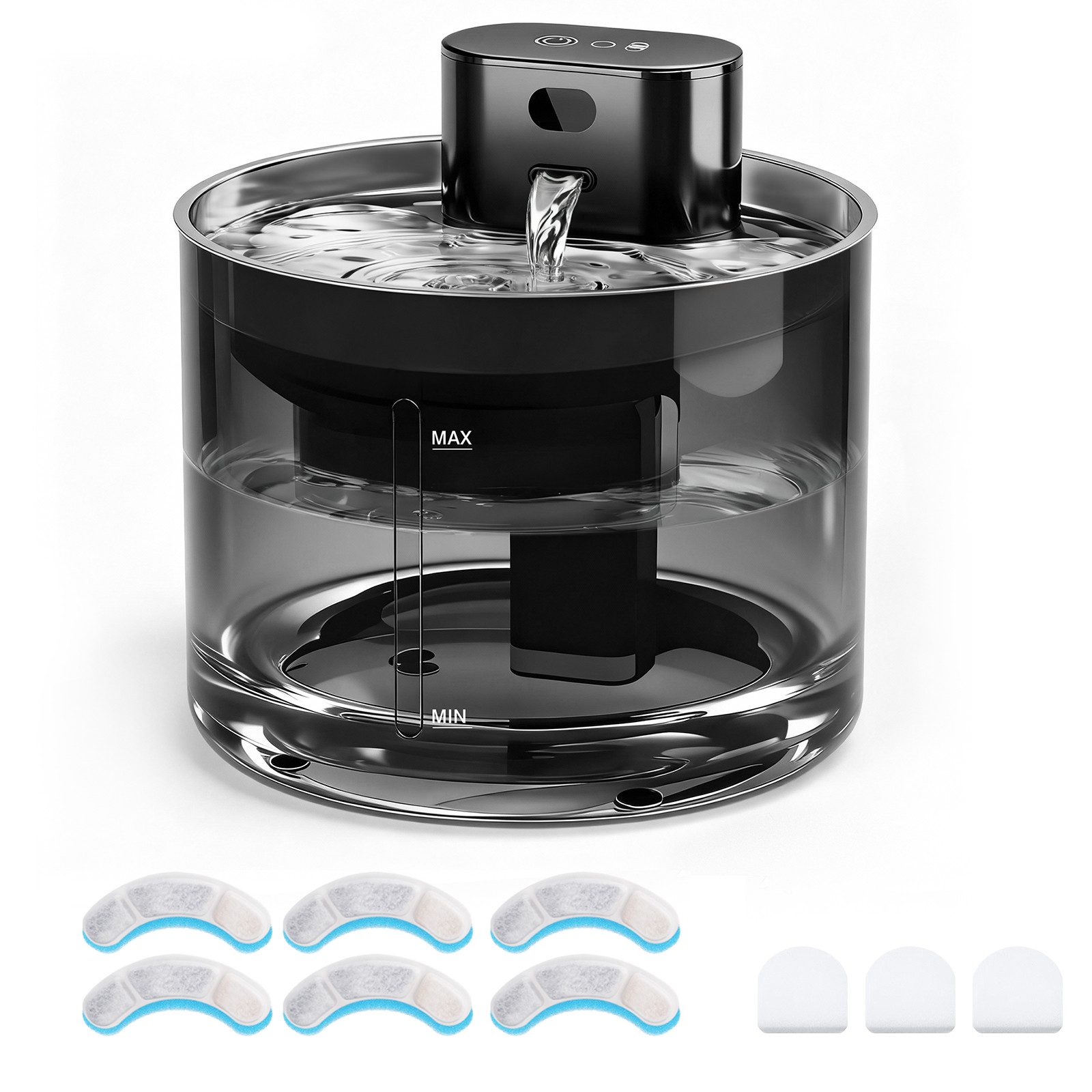 skelo Trinkbrunnen 3.5L Katzenbrunnen Kabellos mit Bewegungsmelder, 5000mAh 3.5 l, Leiser Katzen Trinkbrunnen mit Edelstahl Tablett und Wasserpumpe