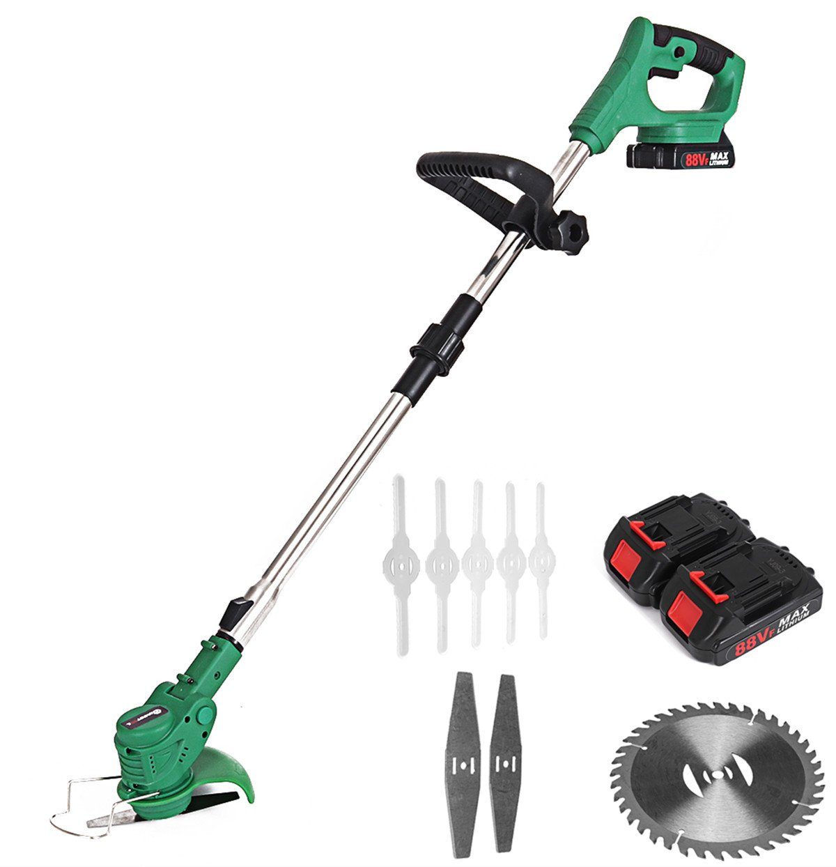 MUSTOOL AkkuRasentrimmer, 2000W Kabelloser elektrischer Rasentrimmer