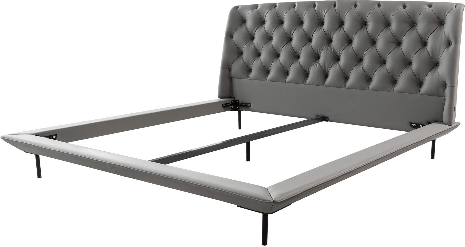 DELIFE Polsterbett Rafinata, Kunstleder Hellgrau 180x200 cm