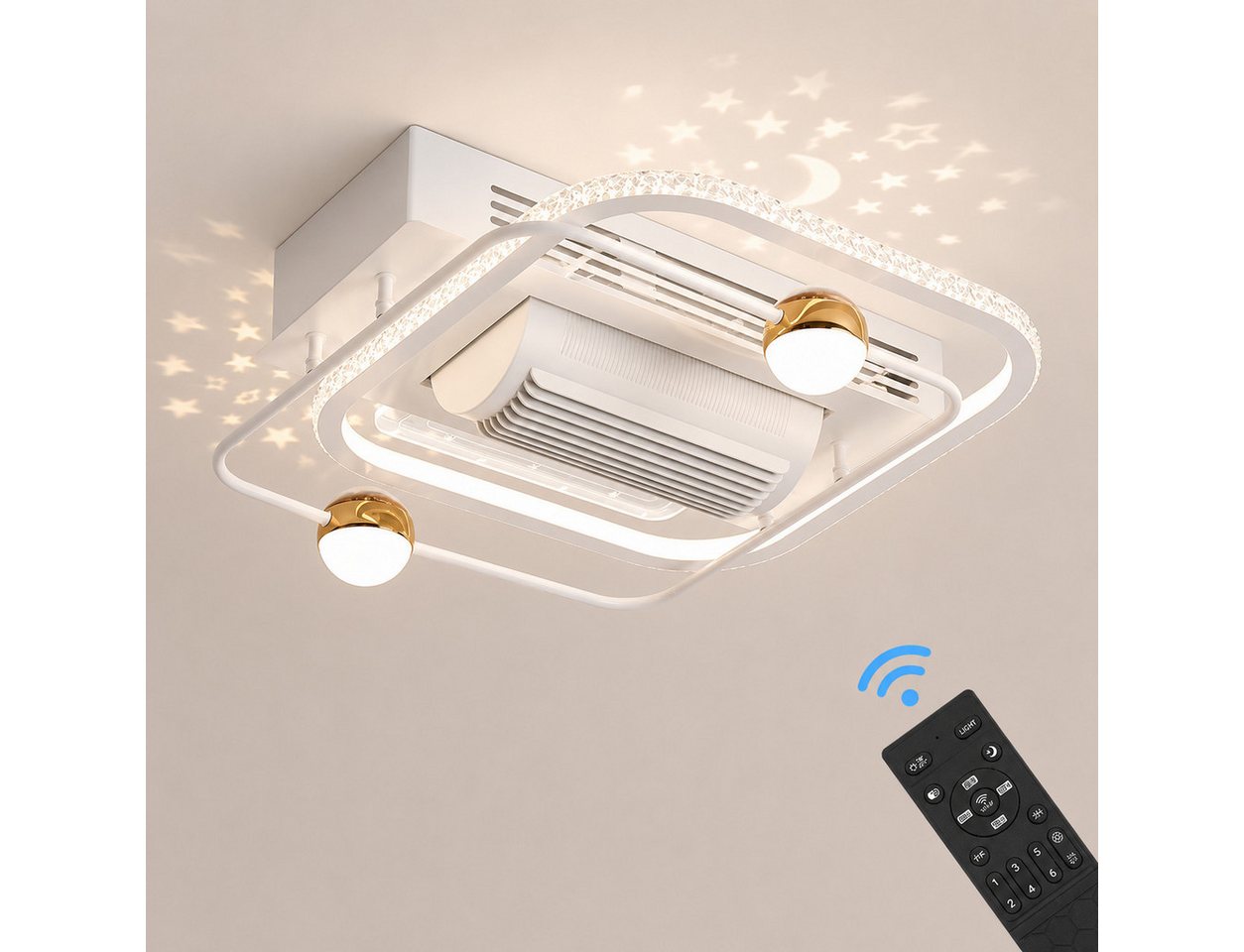 Eurohandisplay Deckenventilator Deckenventilator mit LED Beleuchtung mit Fernbedienung einstellbar, Lichtfarbe und Helligkeit einstellbar