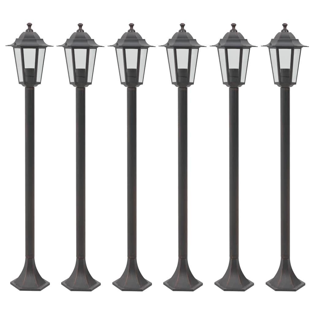 furnicato Gartenleuchte 6-teiliges Garten-Pollerleuchten-Set 110 cm, bronzefarben, Witterungsbeständige Wegleuchten mit E27-Fassung und Schutzart IP44