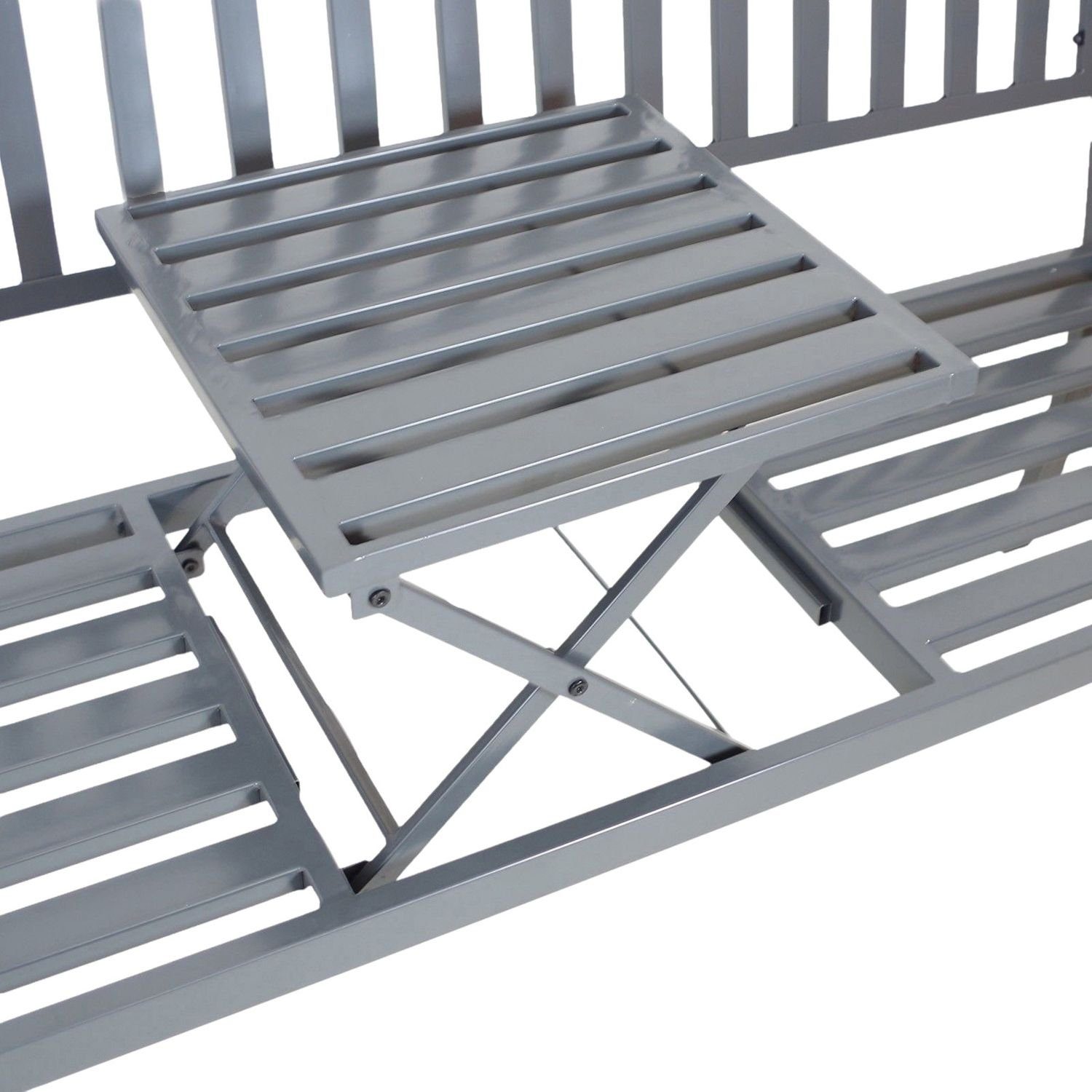 BURI Gartenbank Metall-Gartenbank mit integriertem Klapptisch günstig online kaufen