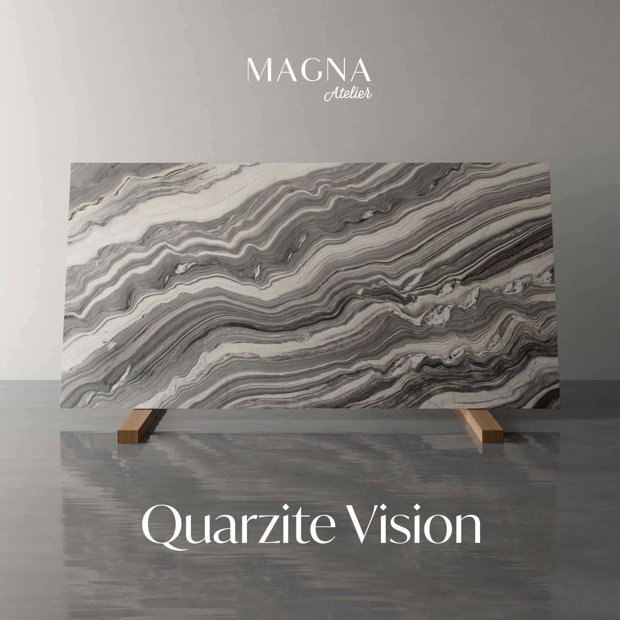 MAGNA VALENCIA Vision Esstisch 200x100x75cm Gestell, Küchentisch Atelier mit ECHTEM MARMOR, Quarzit Eichenholz eckig,