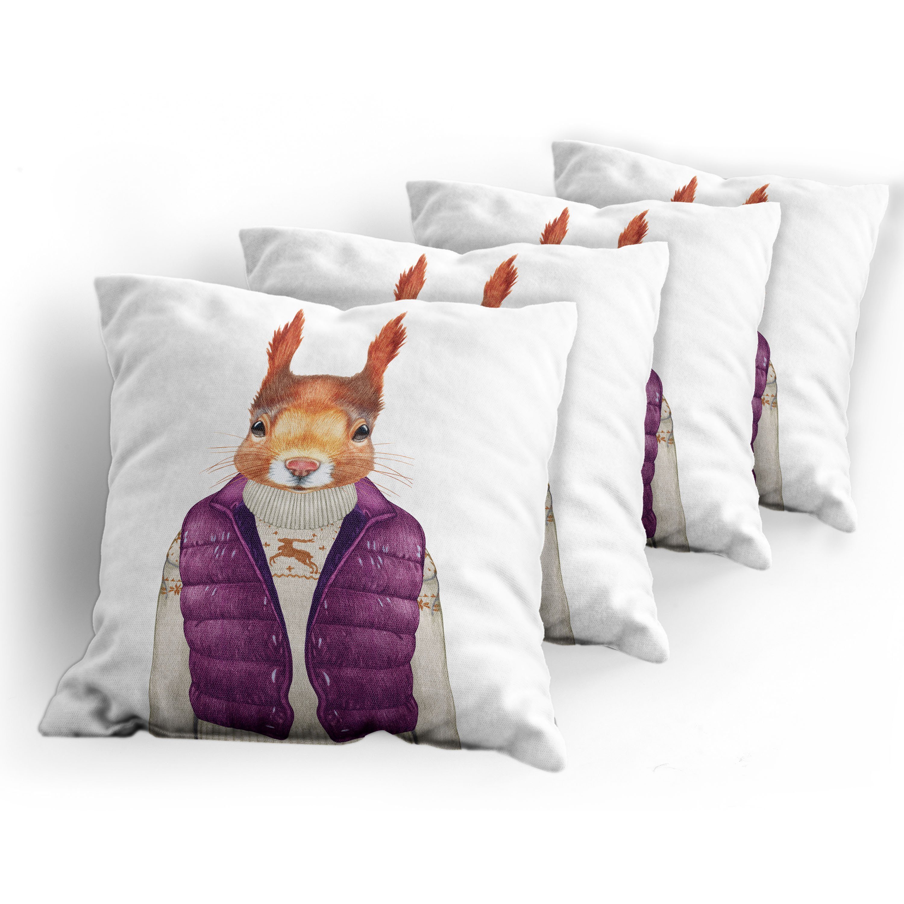 Eichhörnchen Weste (4 Digitaldruck, Stück), Modern Tier Accent Abakuhaus Pullover Doppelseitiger Kissenbezüge unten