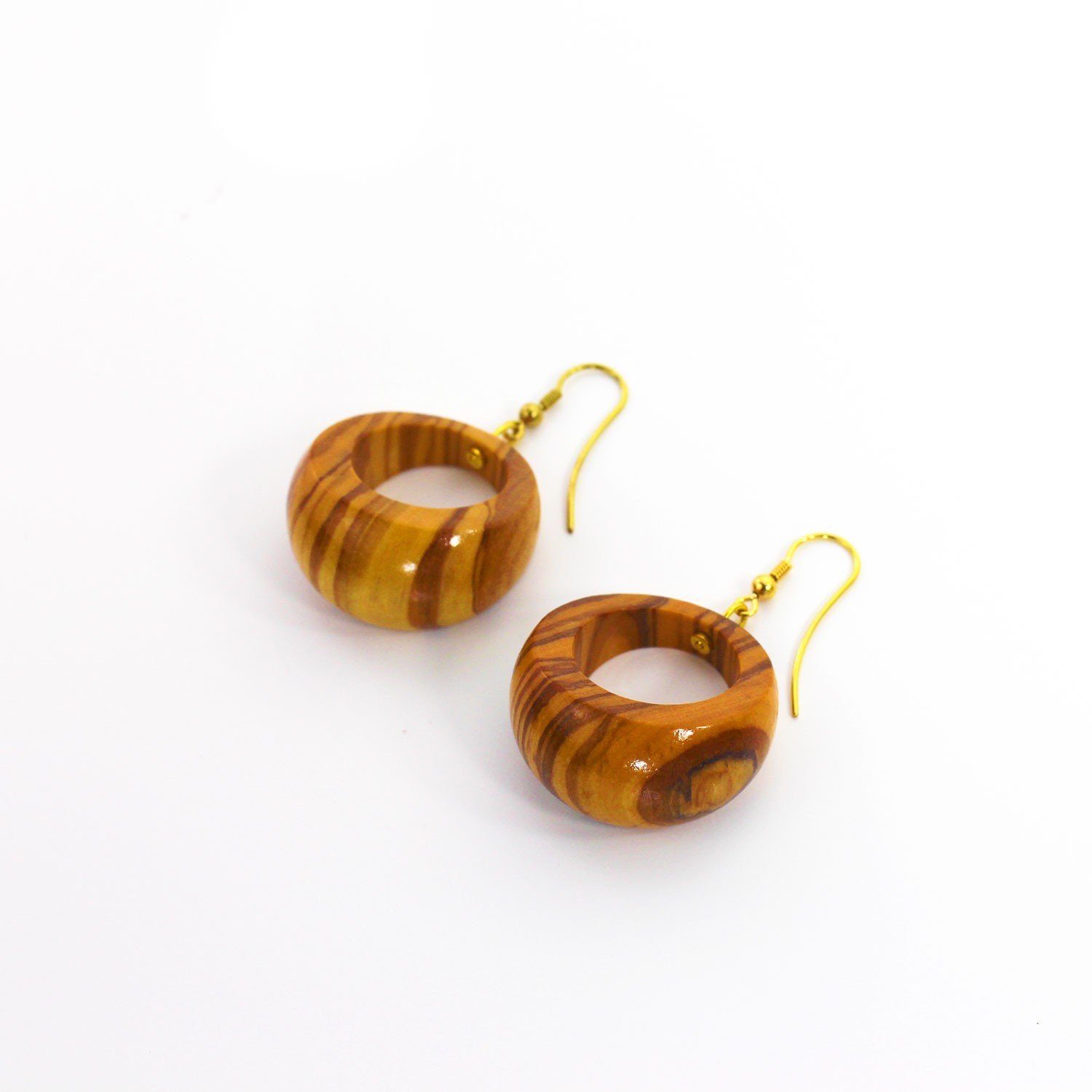 mitienda Ohrstecker-Set Ohrringe aus Holz, Ohrschmuck Ring breit